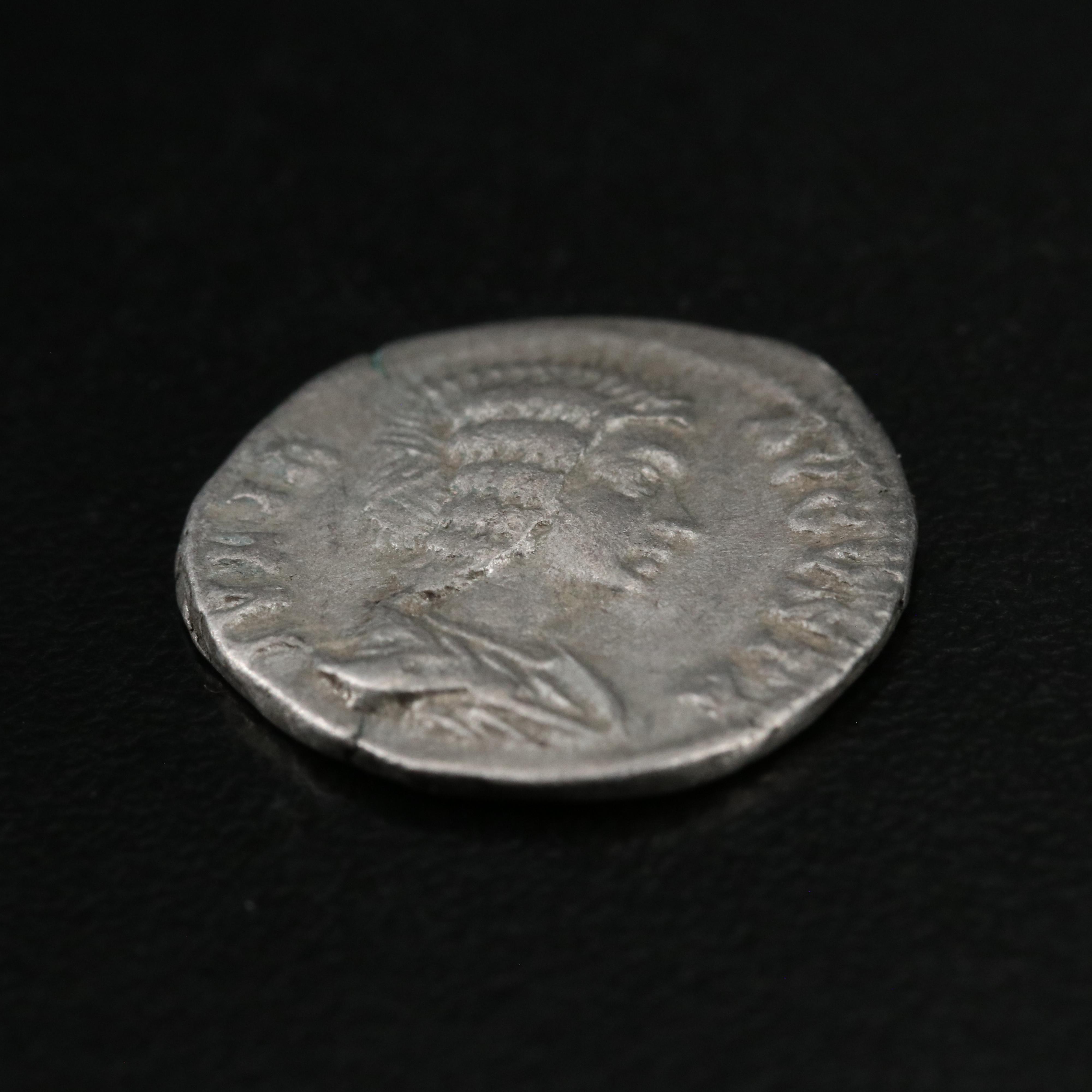 Ancient Roman Imperial AR Denarius Coin of Julia Domna, ca. 196 A.D.