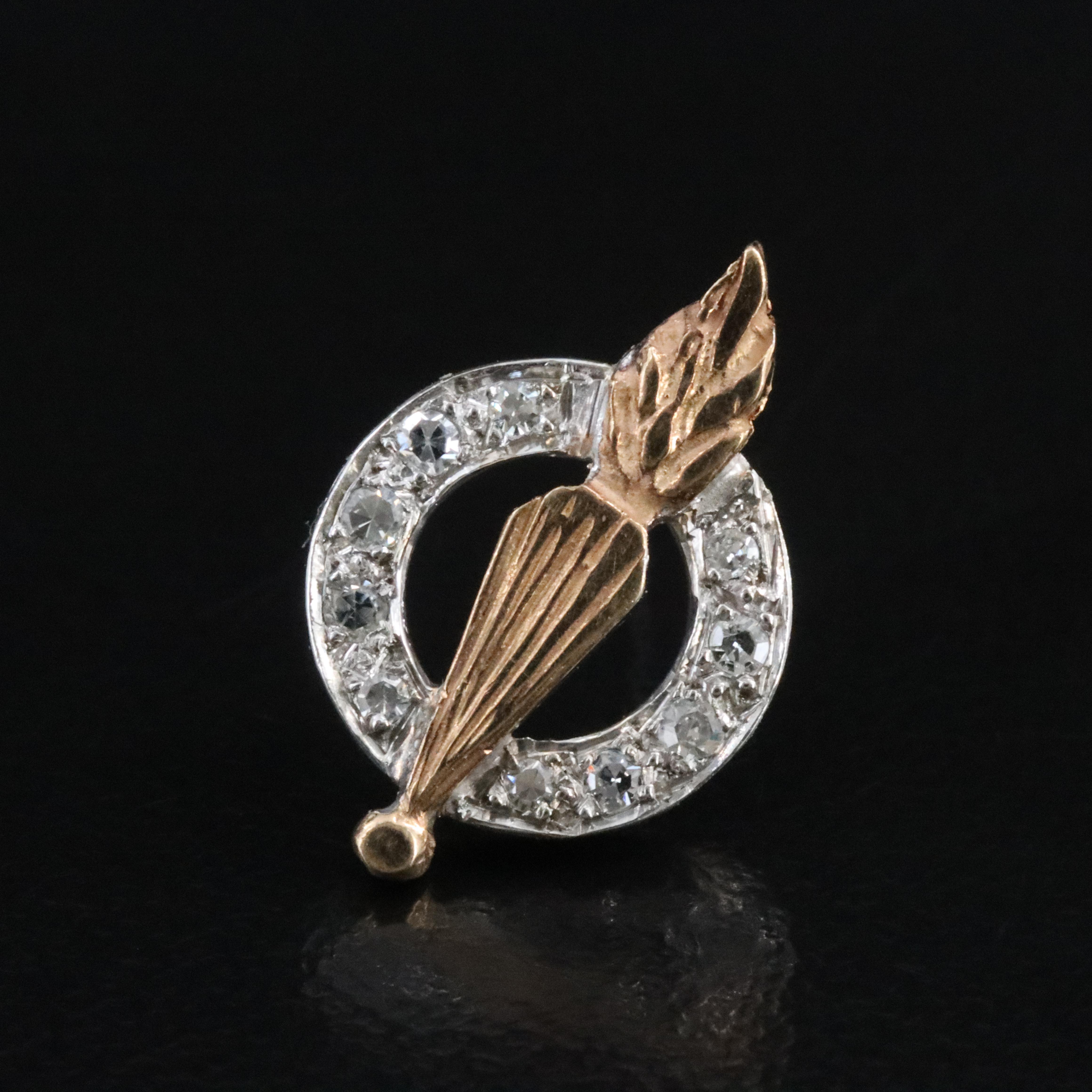 14K 0.07 CTW Diamond Circle Torch Pin