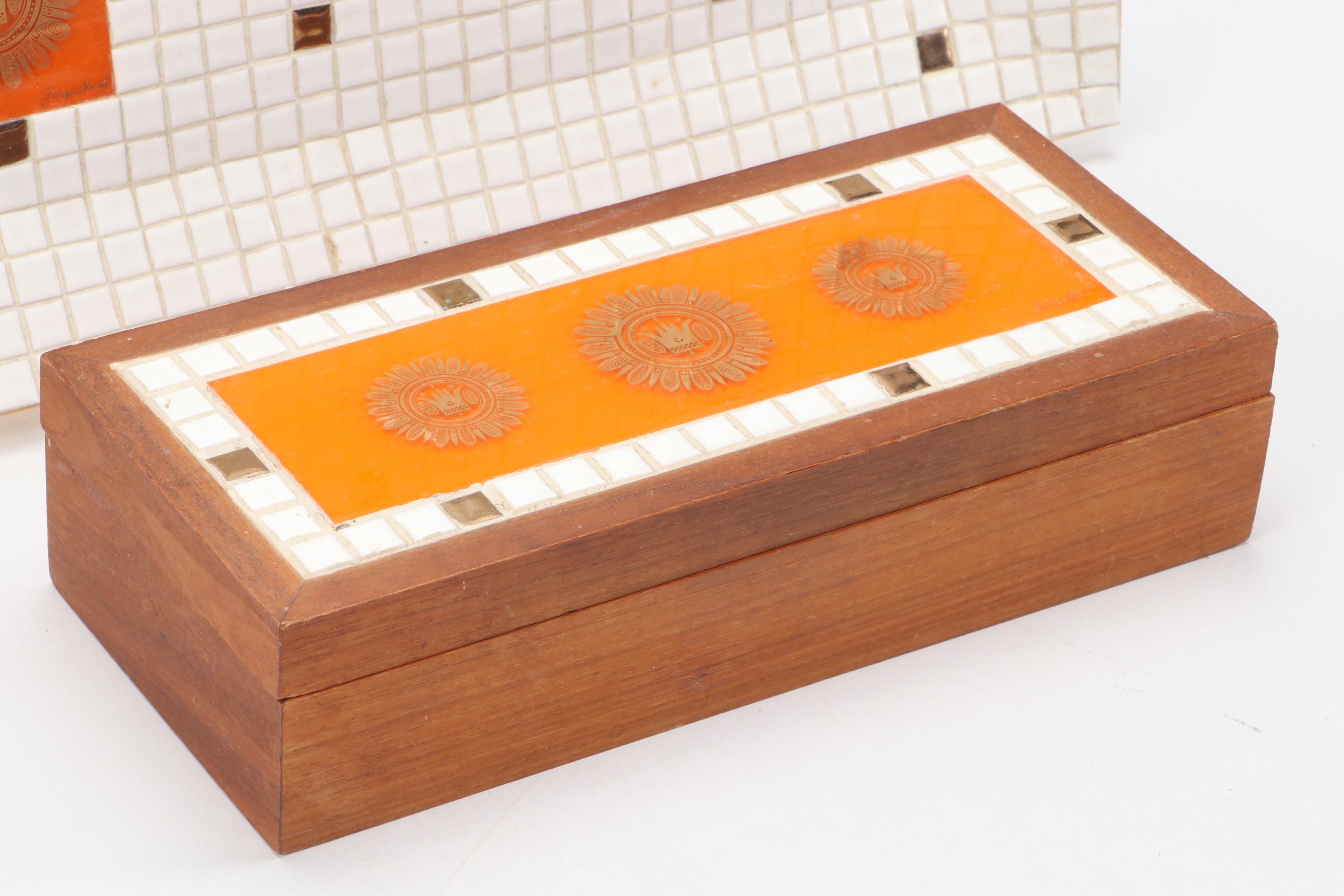 Georges Briard Mosaic Platter, Tray and Box, Mid Century Modern