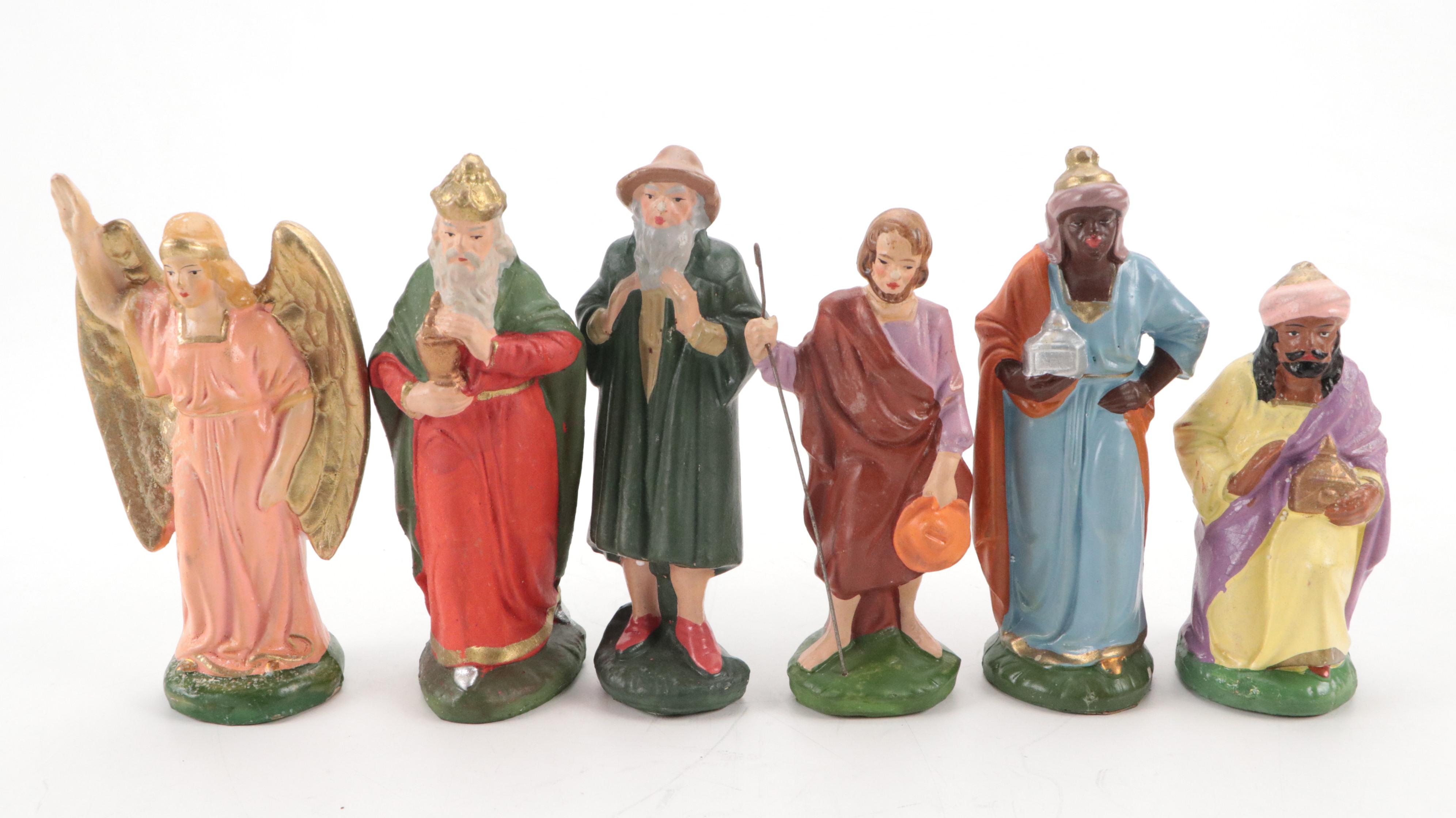 Castagna and Other German Nativity Figurines, Late 20th Century