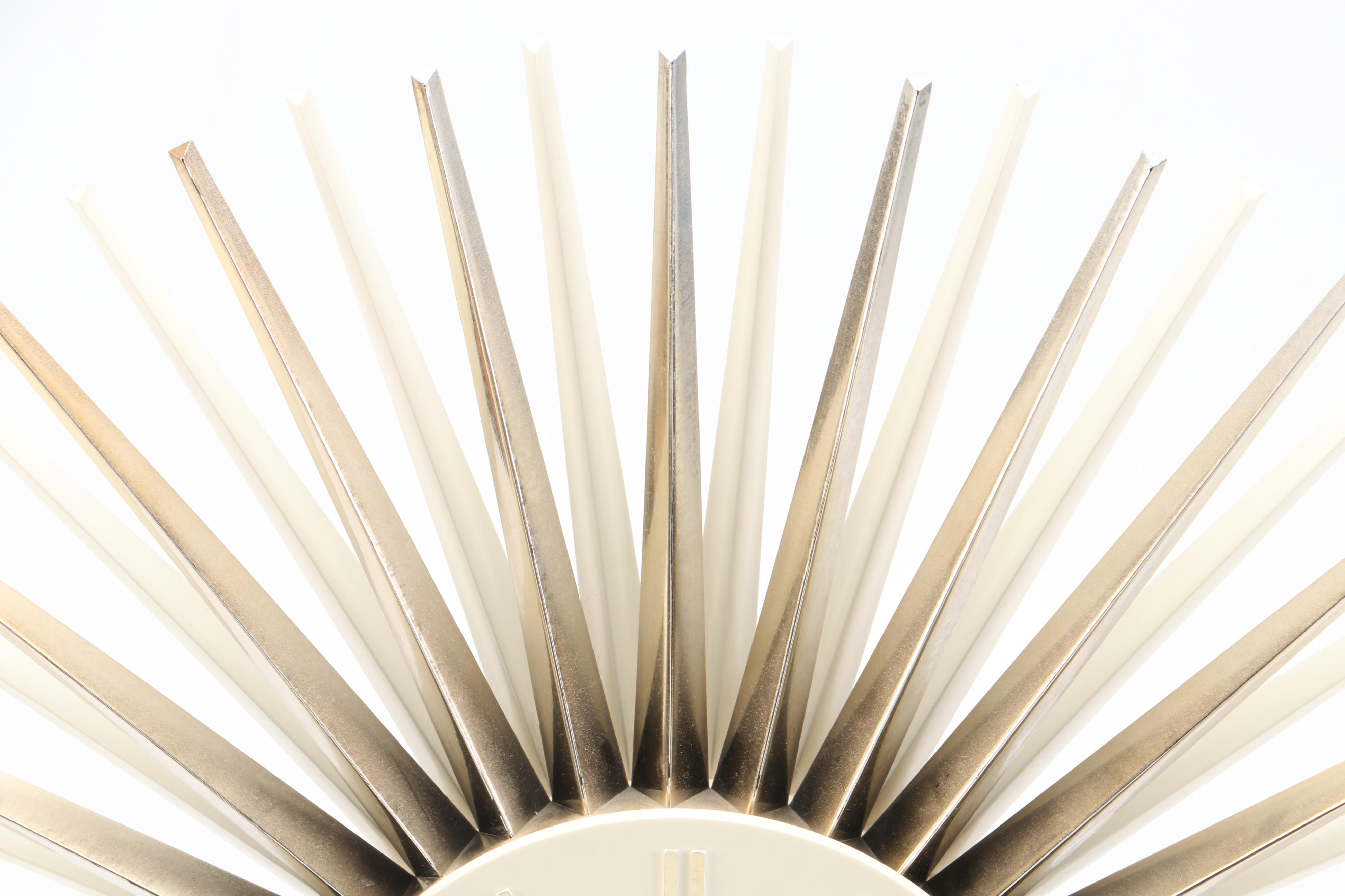 Spartus Sunburst Plastic Wall Clock, Mid Century Modern