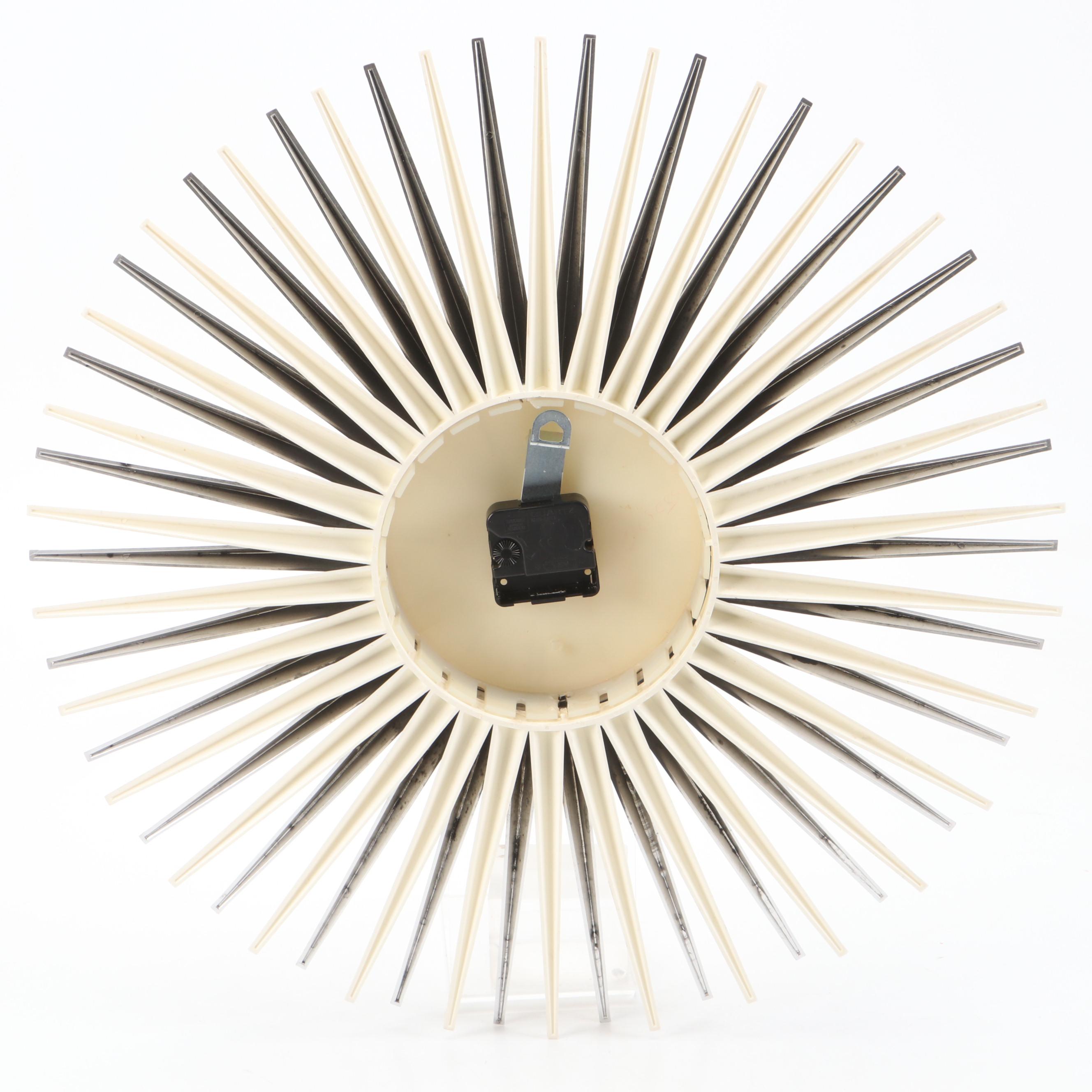 Spartus Sunburst Plastic Wall Clock, Mid Century Modern