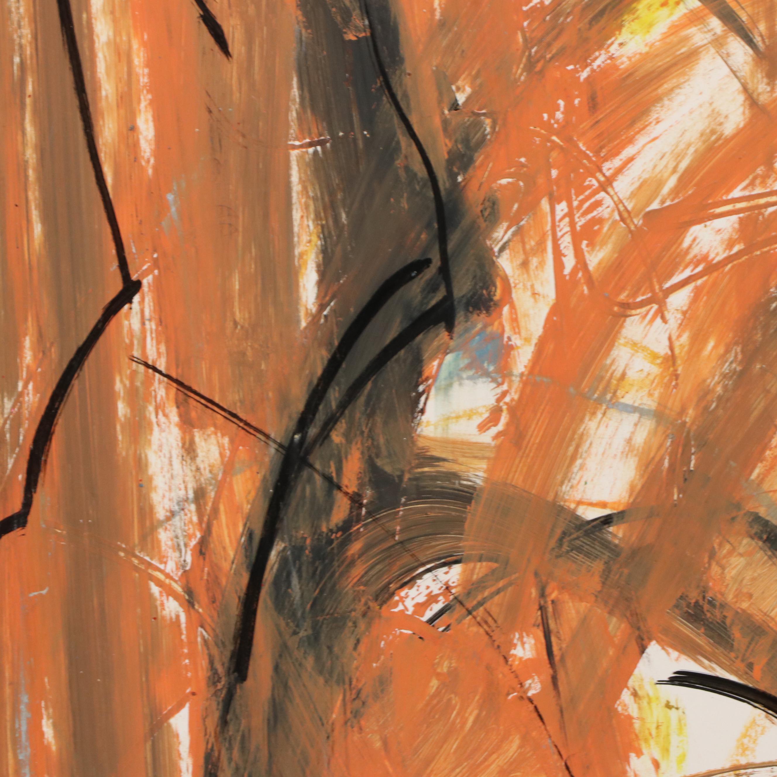 Jack Meanwell Expressionist Mixed Media Figure Drawing, Late 20th Century