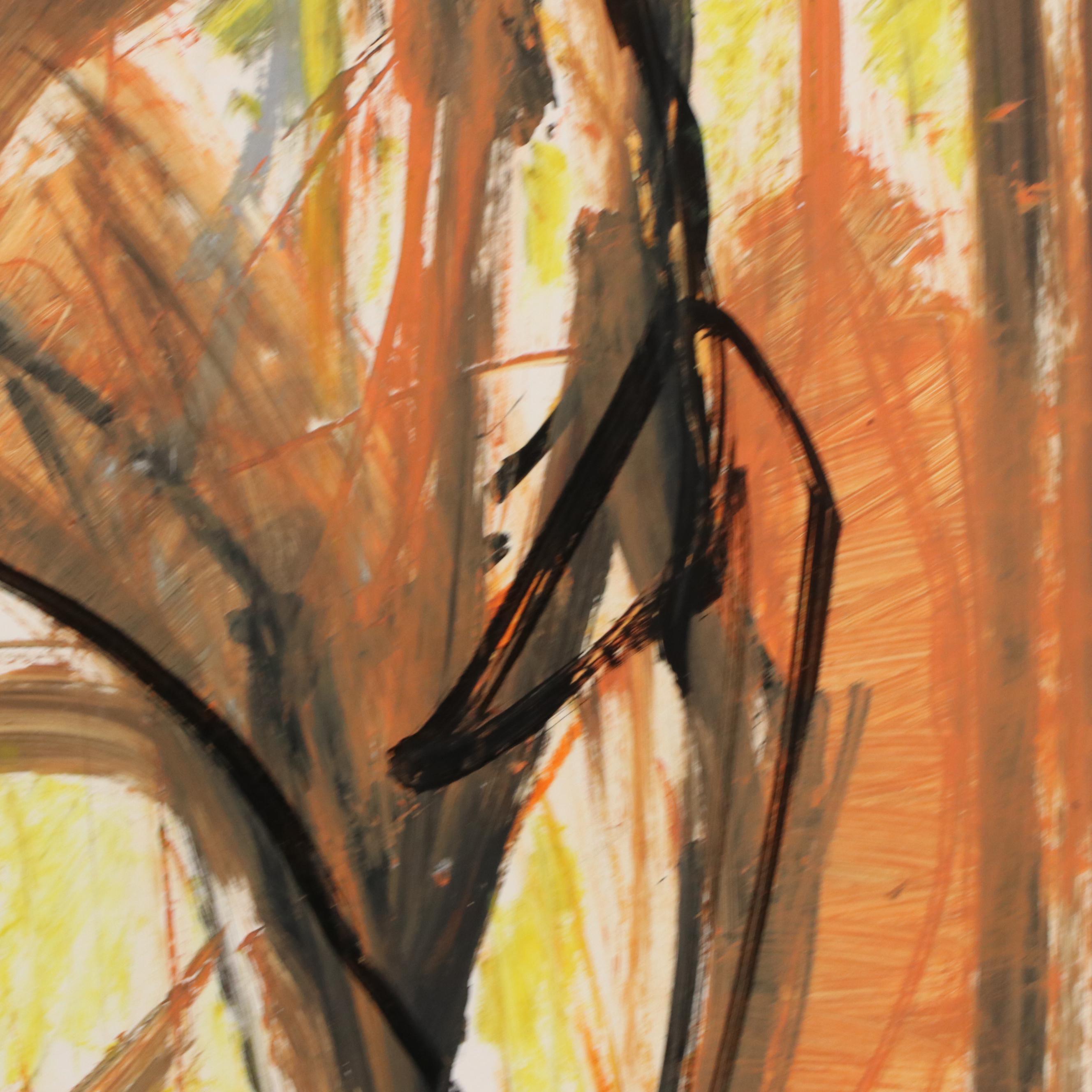 Jack Meanwell Expressionist Mixed Media Figure Drawing, Late 20th Century