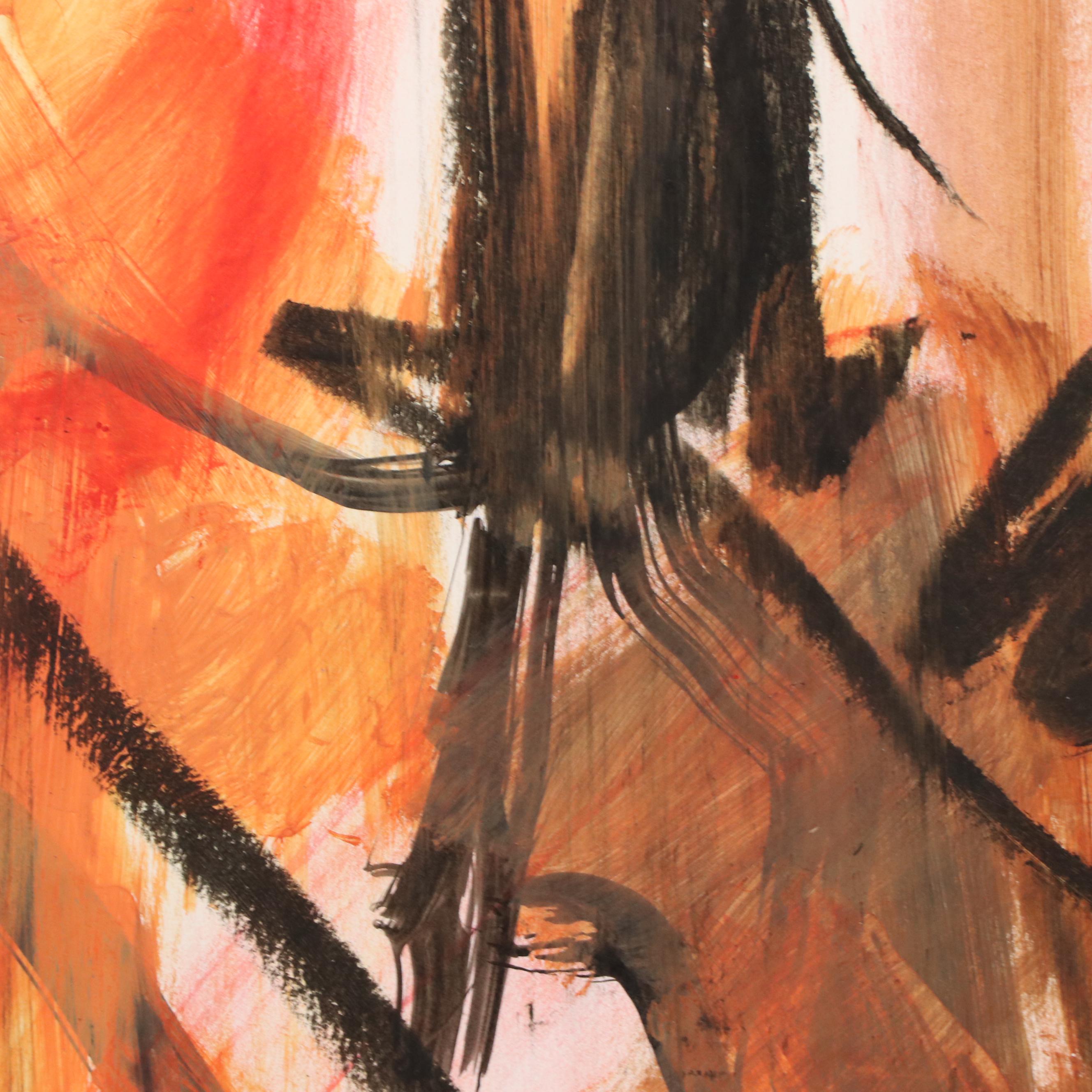 Jack Meanwell Expressionist Mixed Media Figure Drawing, Late 20th Century