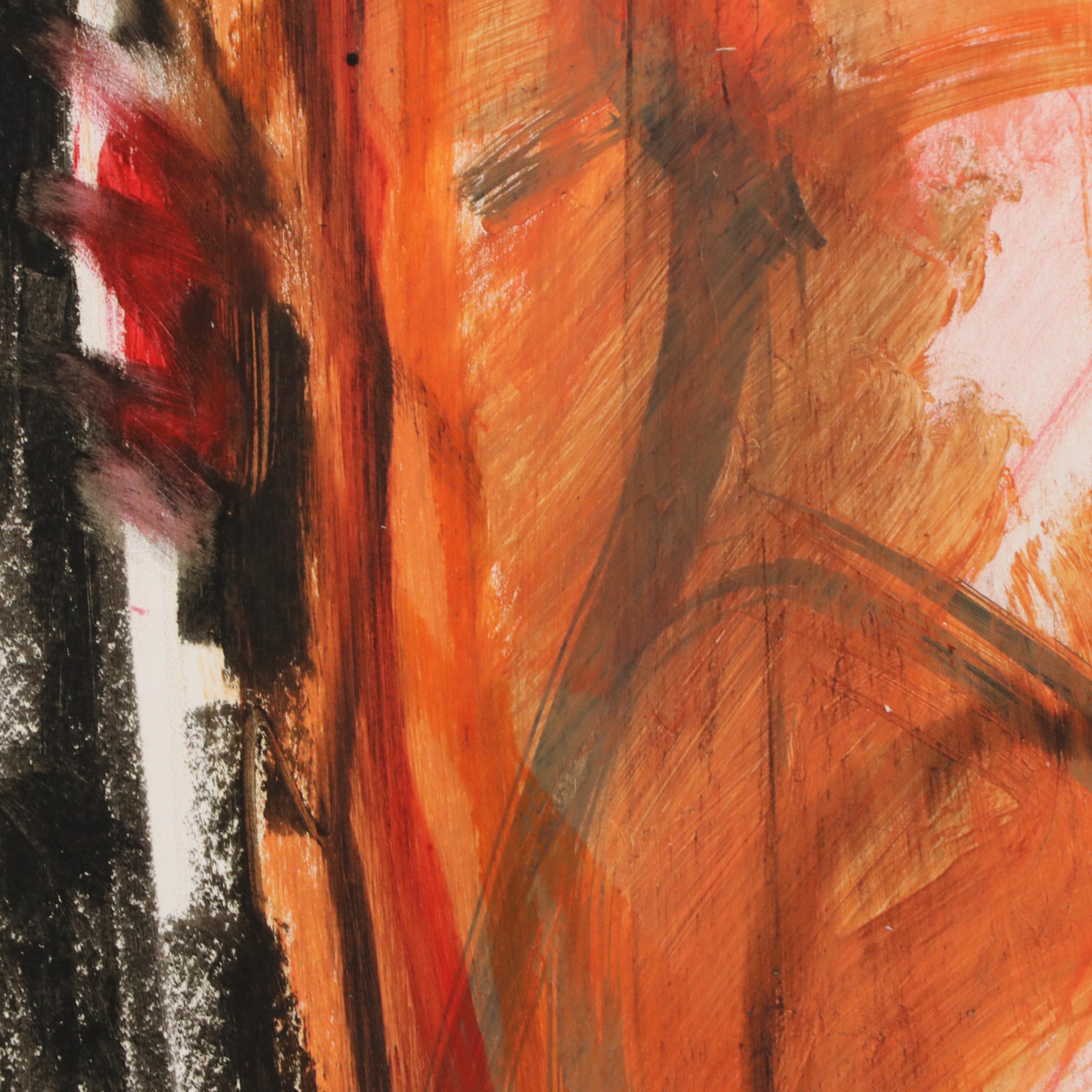 Jack Meanwell Expressionist Mixed Media Figure Drawing, Late 20th Century