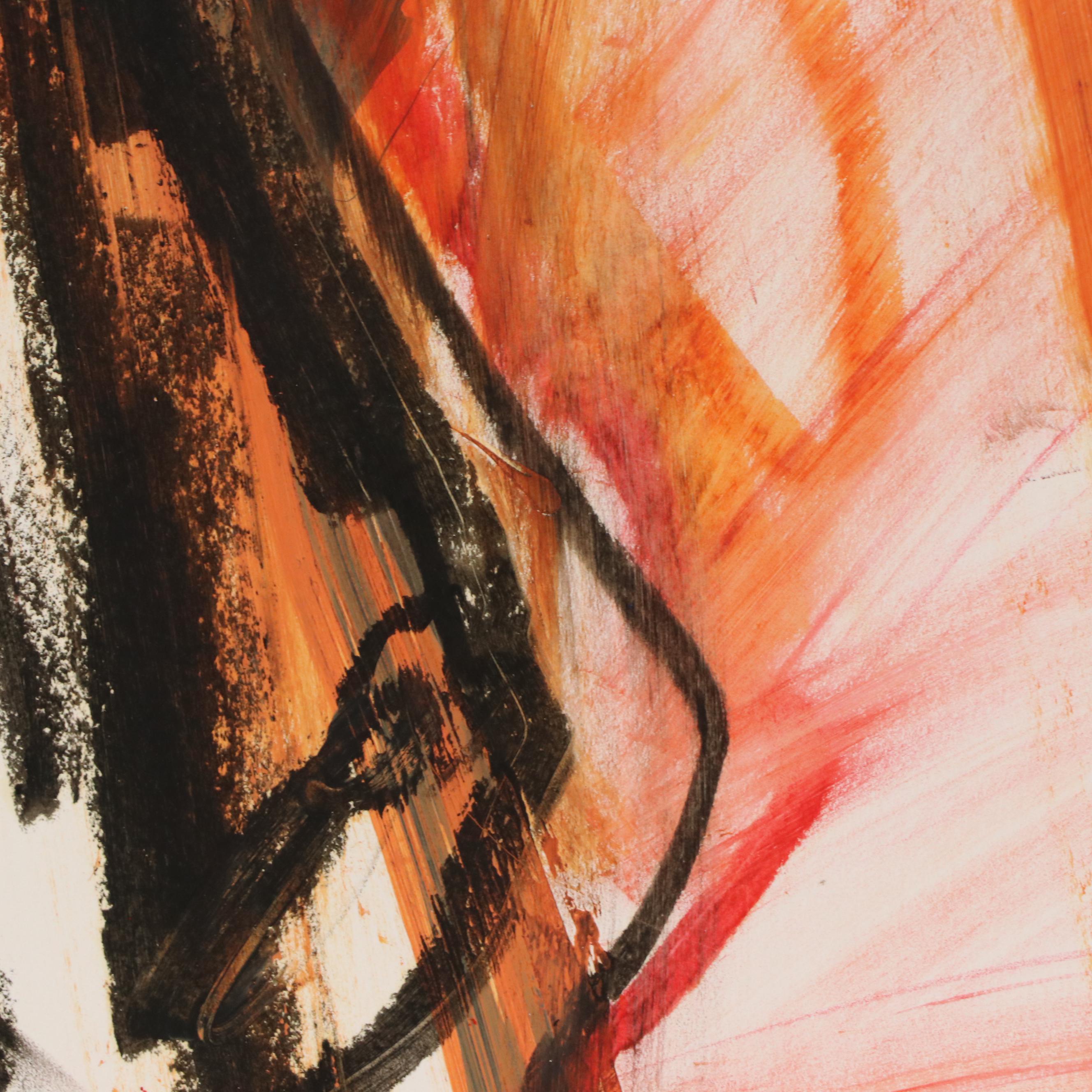 Jack Meanwell Expressionist Mixed Media Figure Drawing, Late 20th Century