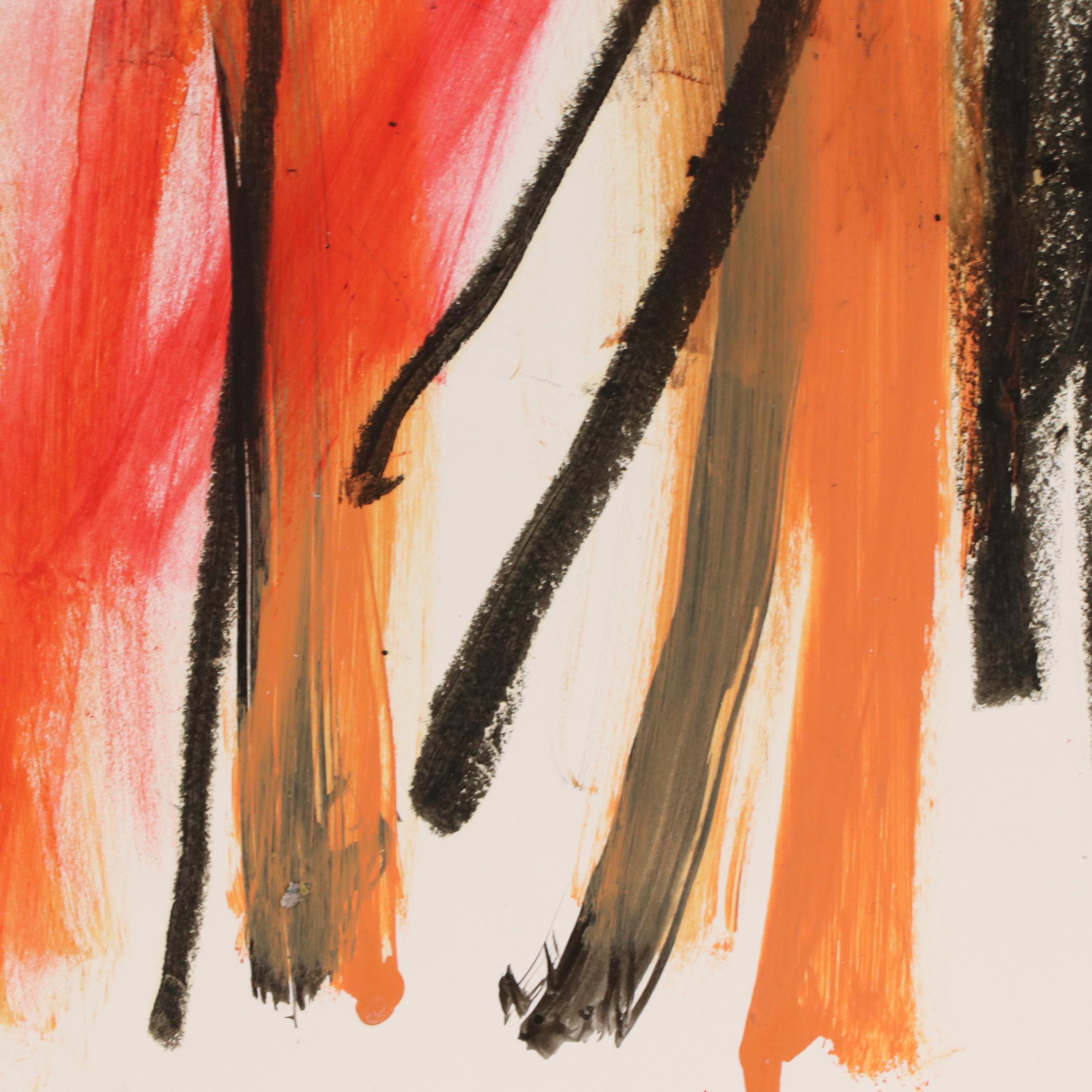 Jack Meanwell Expressionist Mixed Media Figure Drawing, Late 20th Century