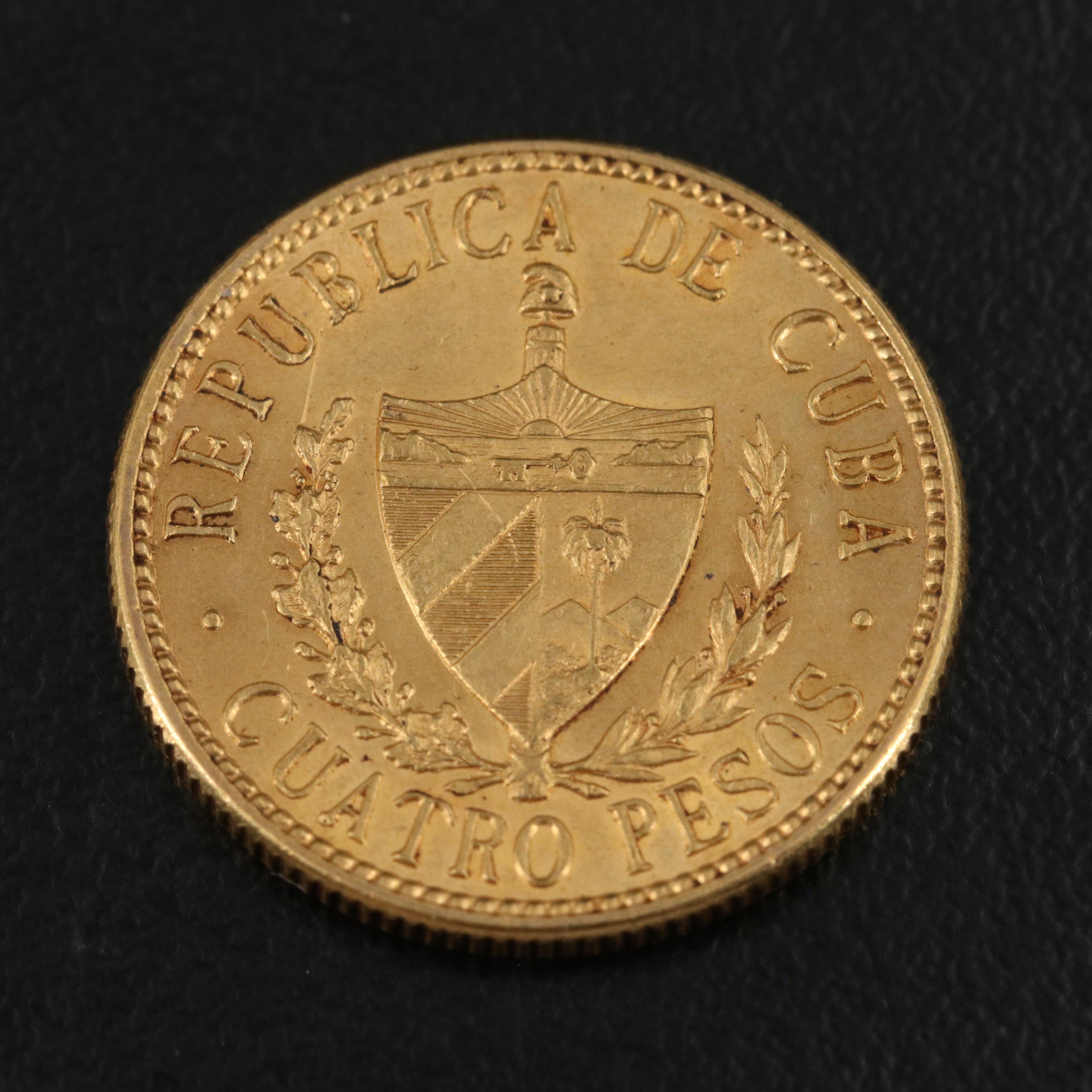 1916 Cuba Four Pesos Gold Coin