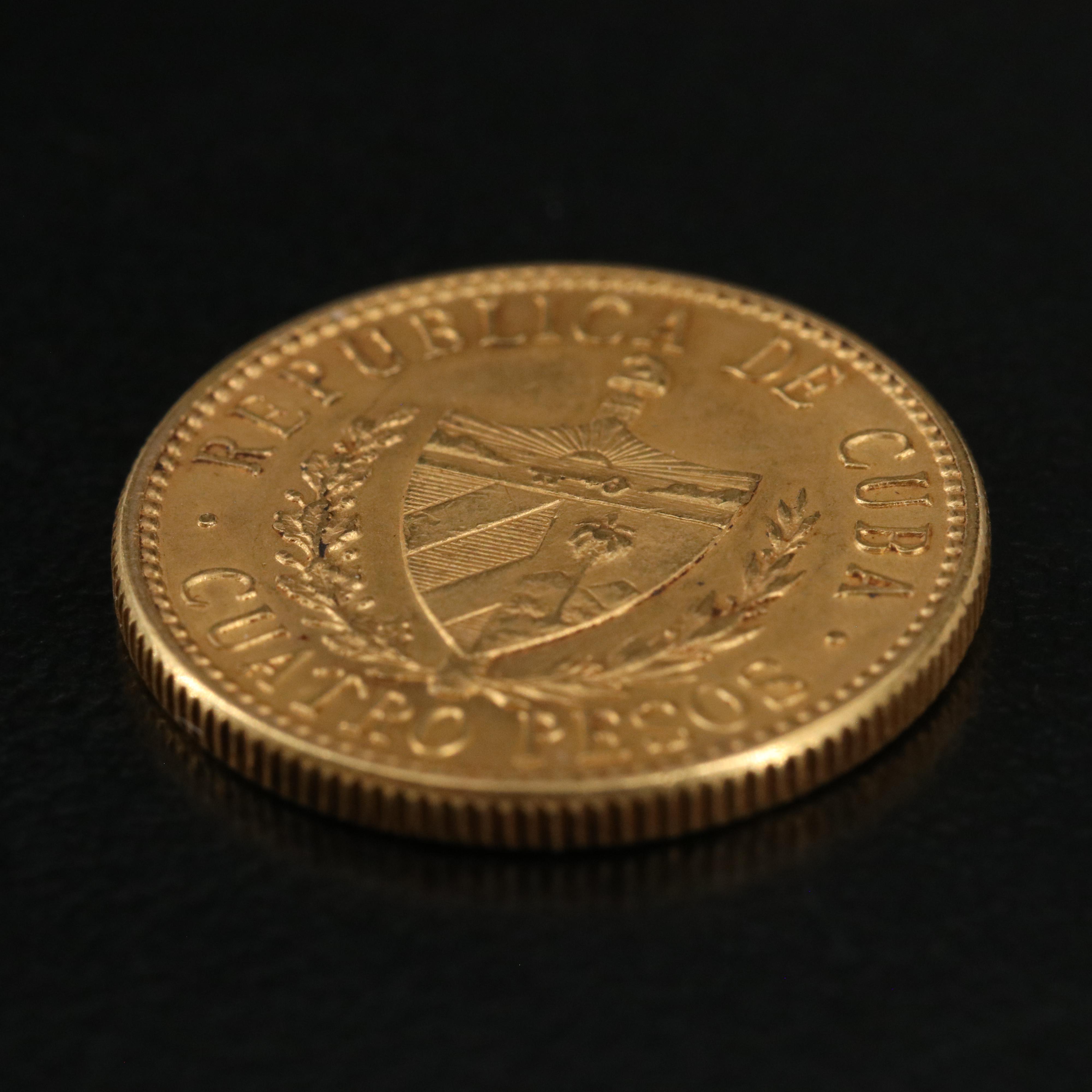 1916 Cuba Four Pesos Gold Coin