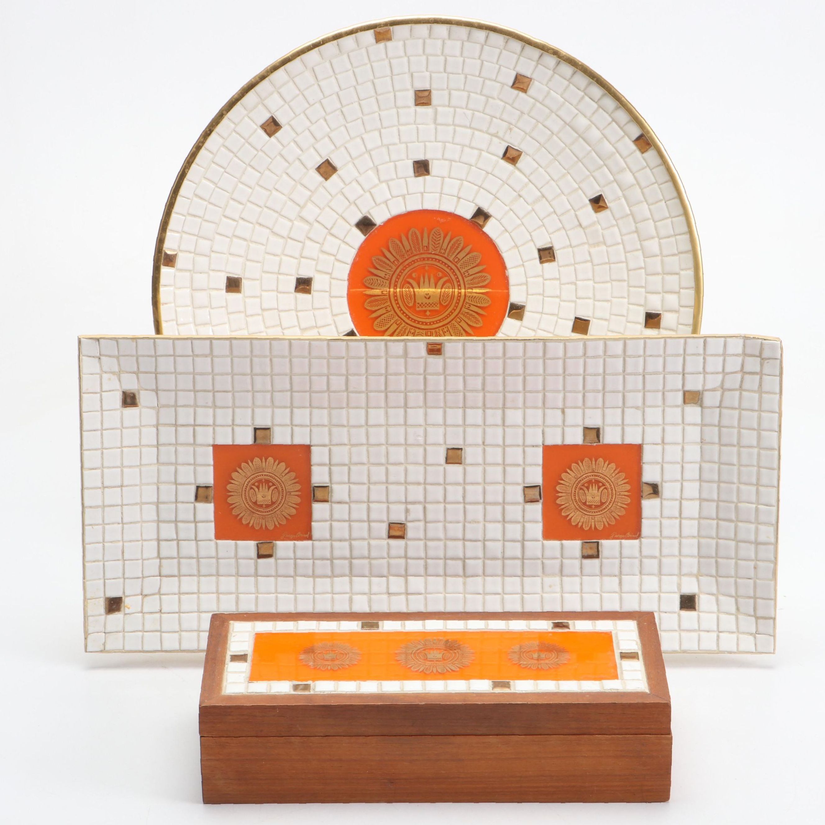 Georges Briard Mosaic Platter, Tray and Box, Mid Century Modern