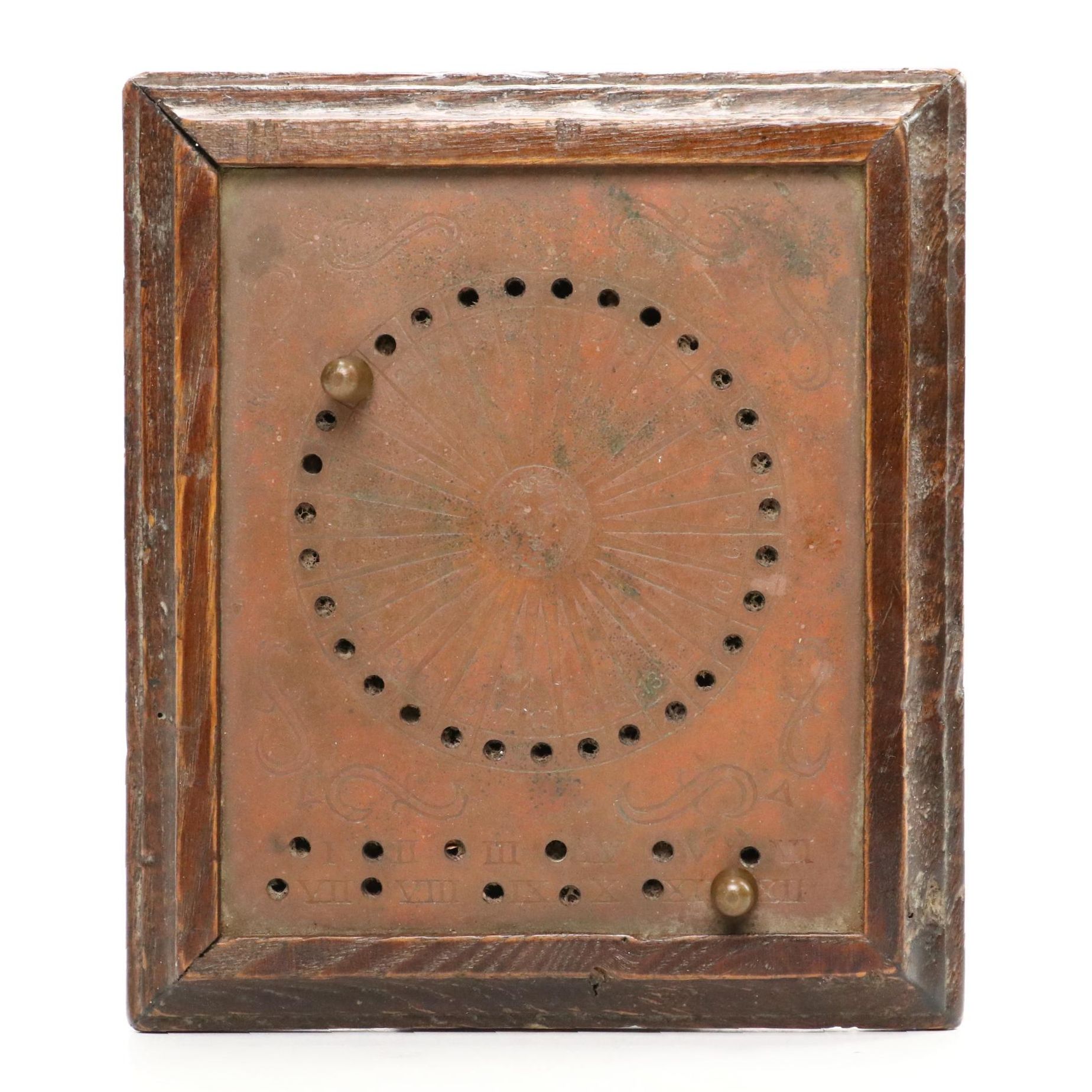 Finnish Wood Sun Calendar with Filigree Motif Metal Stand