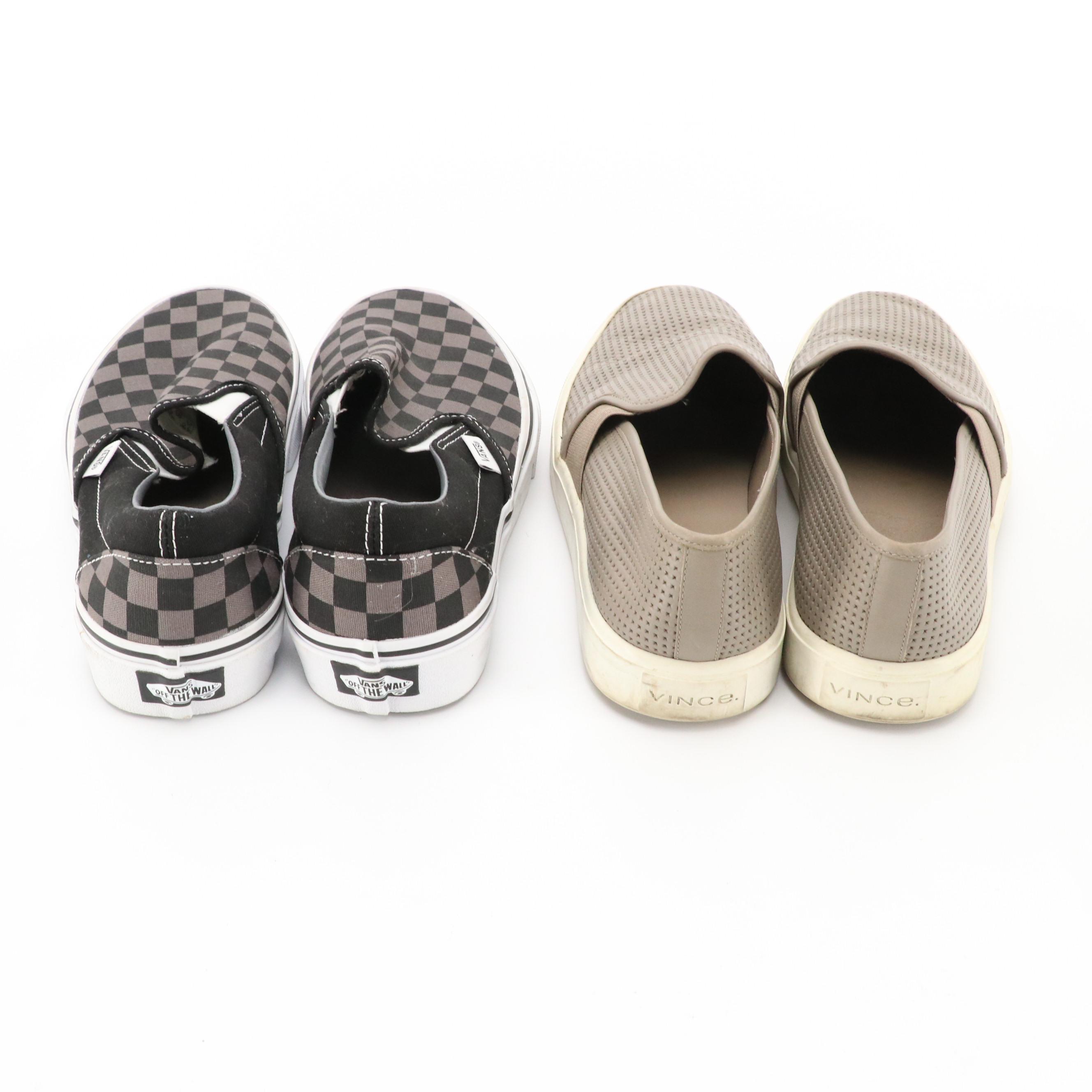 Vince Blair 5 Perforated Leather Shoes & Vans Classic Checkerboard Slip-On Shoes