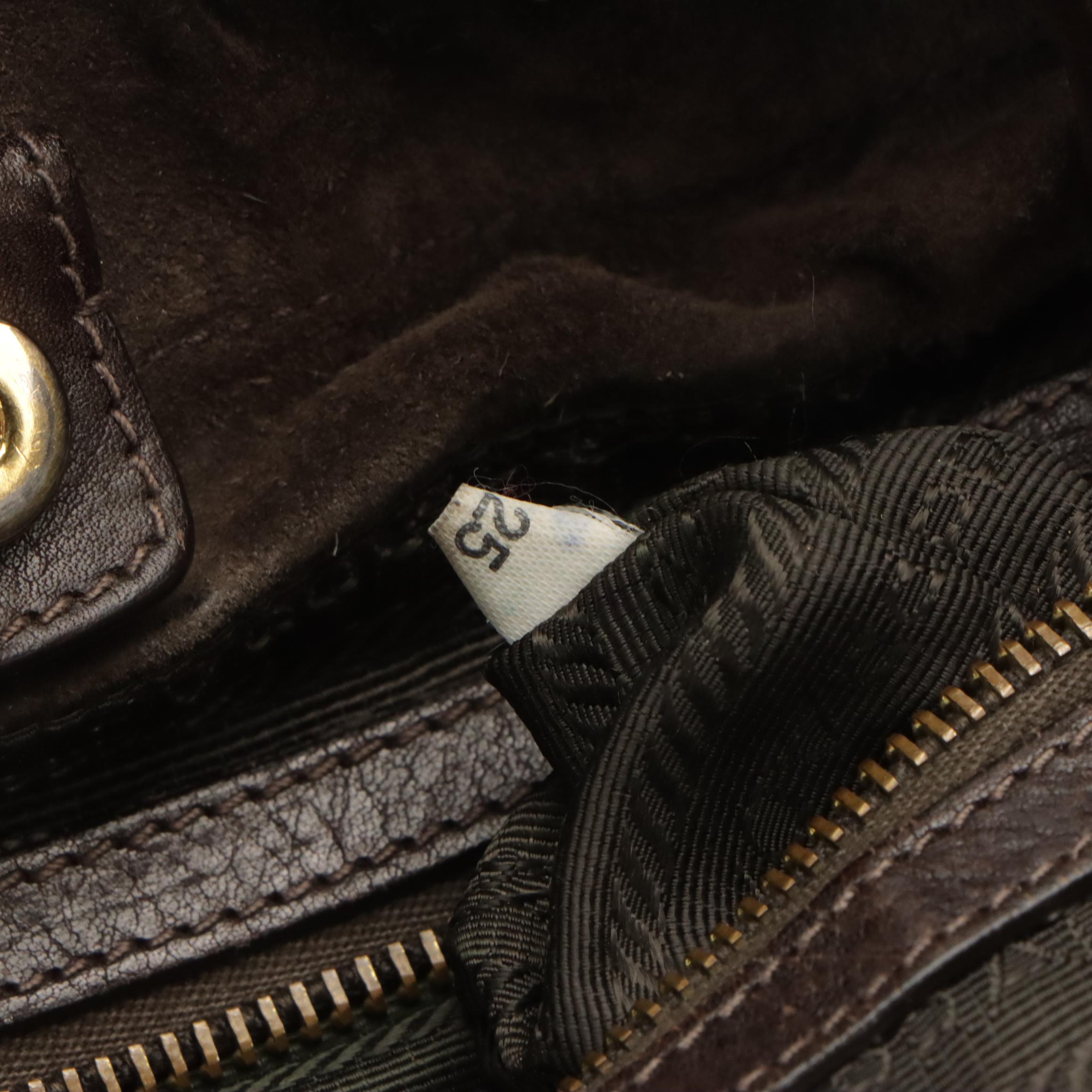 Prada Canapa Brown Suede and Leather Drawstring Shoulder Bag