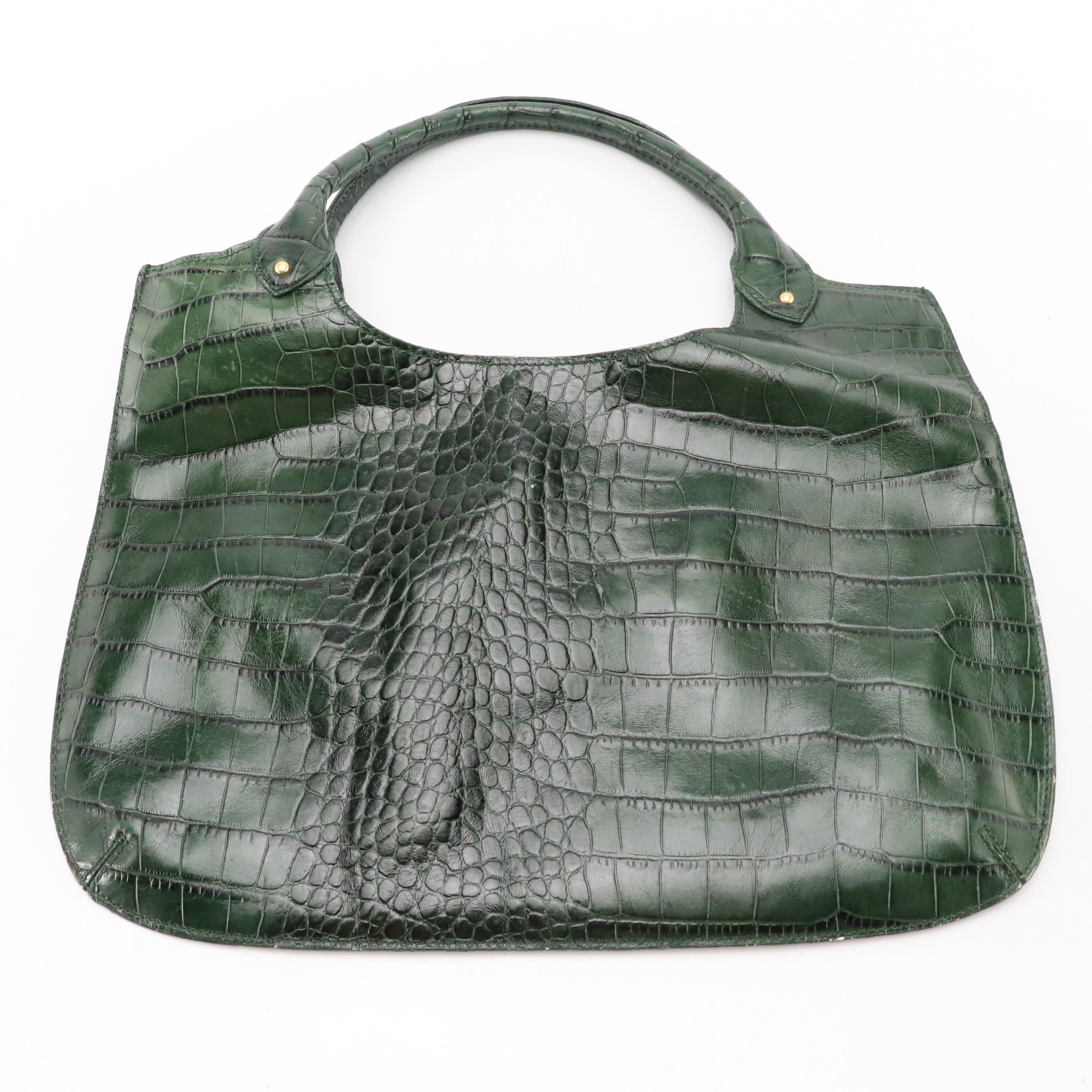 Forth & Towne and Divina Firenz Croc Embossed Leather Shoulder Bag with More