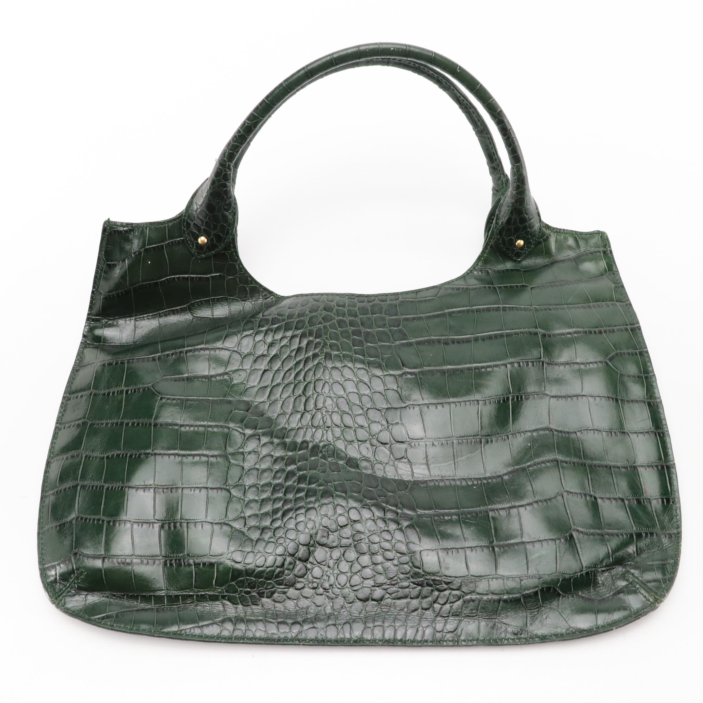 Forth & Towne and Divina Firenz Croc Embossed Leather Shoulder Bag with More
