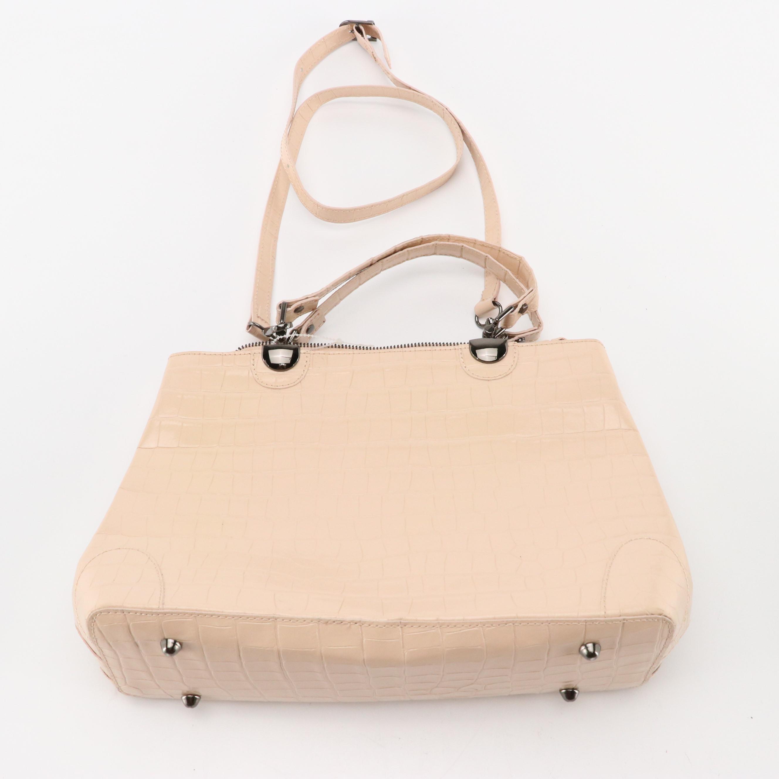 Forth & Towne and Divina Firenz Croc Embossed Leather Shoulder Bag with More