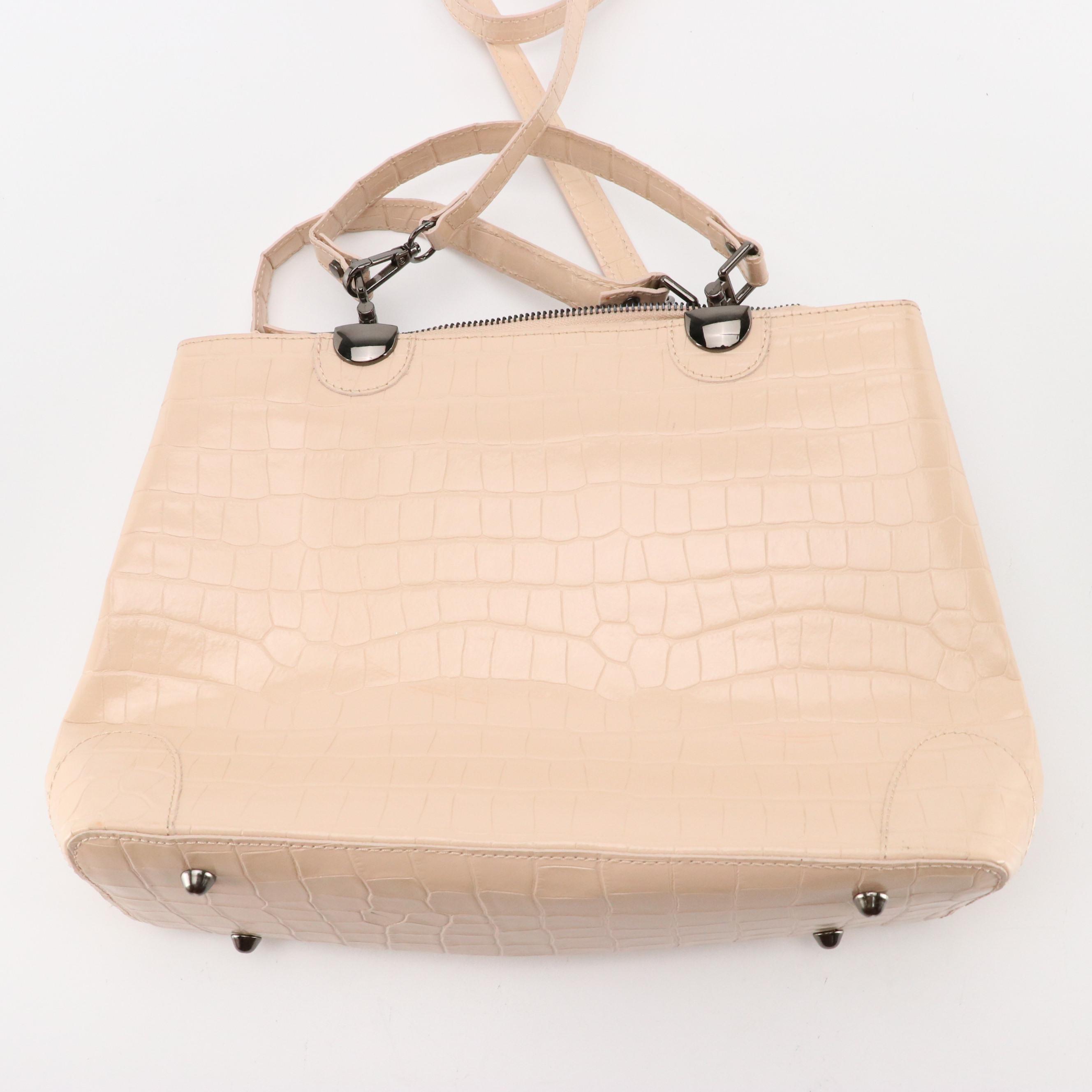 Forth & Towne and Divina Firenz Croc Embossed Leather Shoulder Bag with More