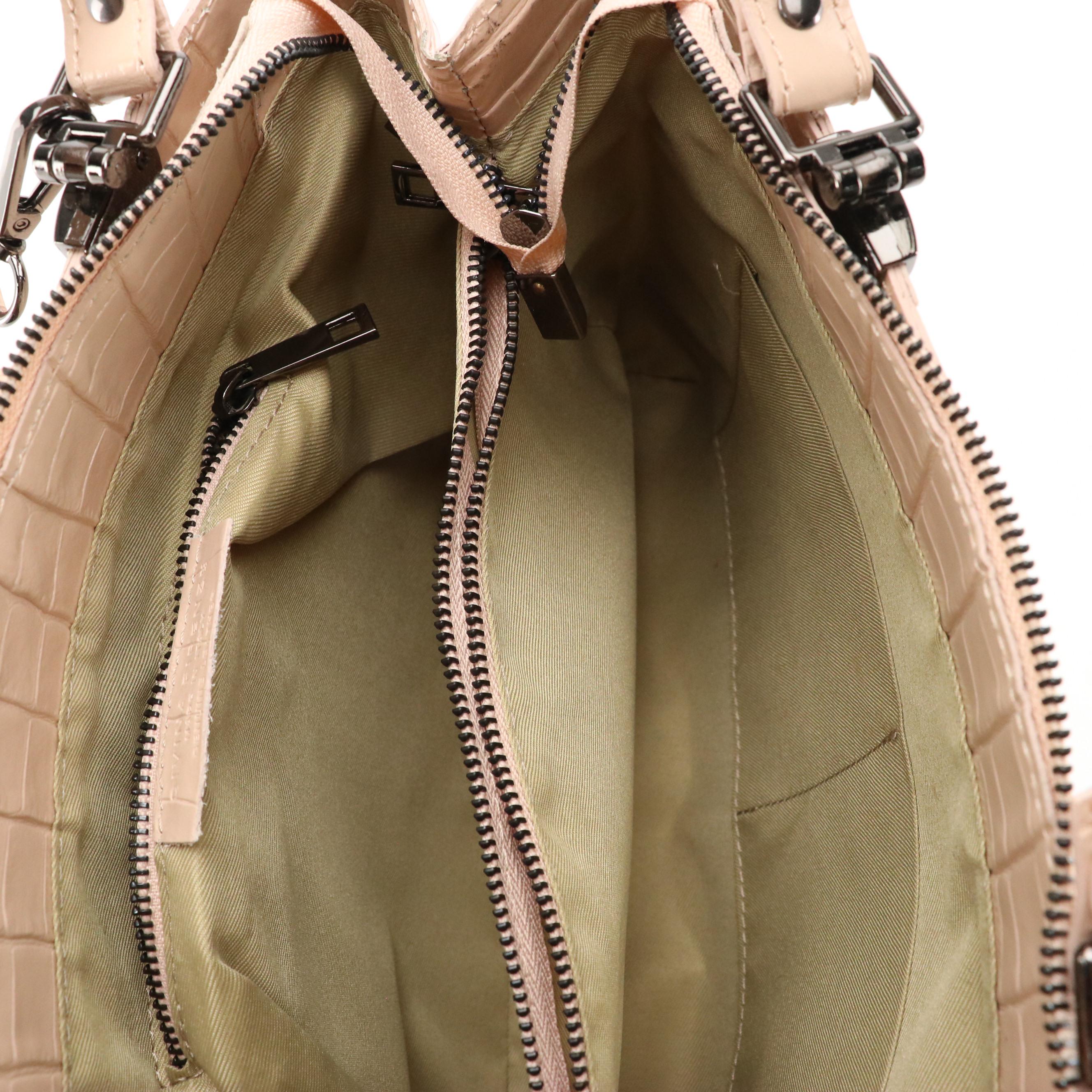 Forth & Towne and Divina Firenz Croc Embossed Leather Shoulder Bag with More