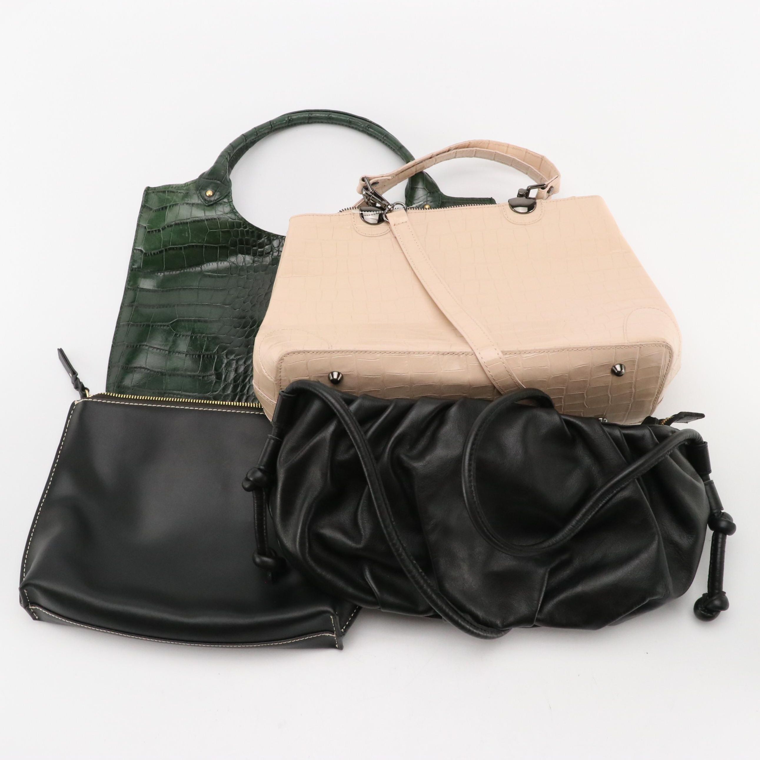 Forth & Towne and Divina Firenz Croc Embossed Leather Shoulder Bag with More