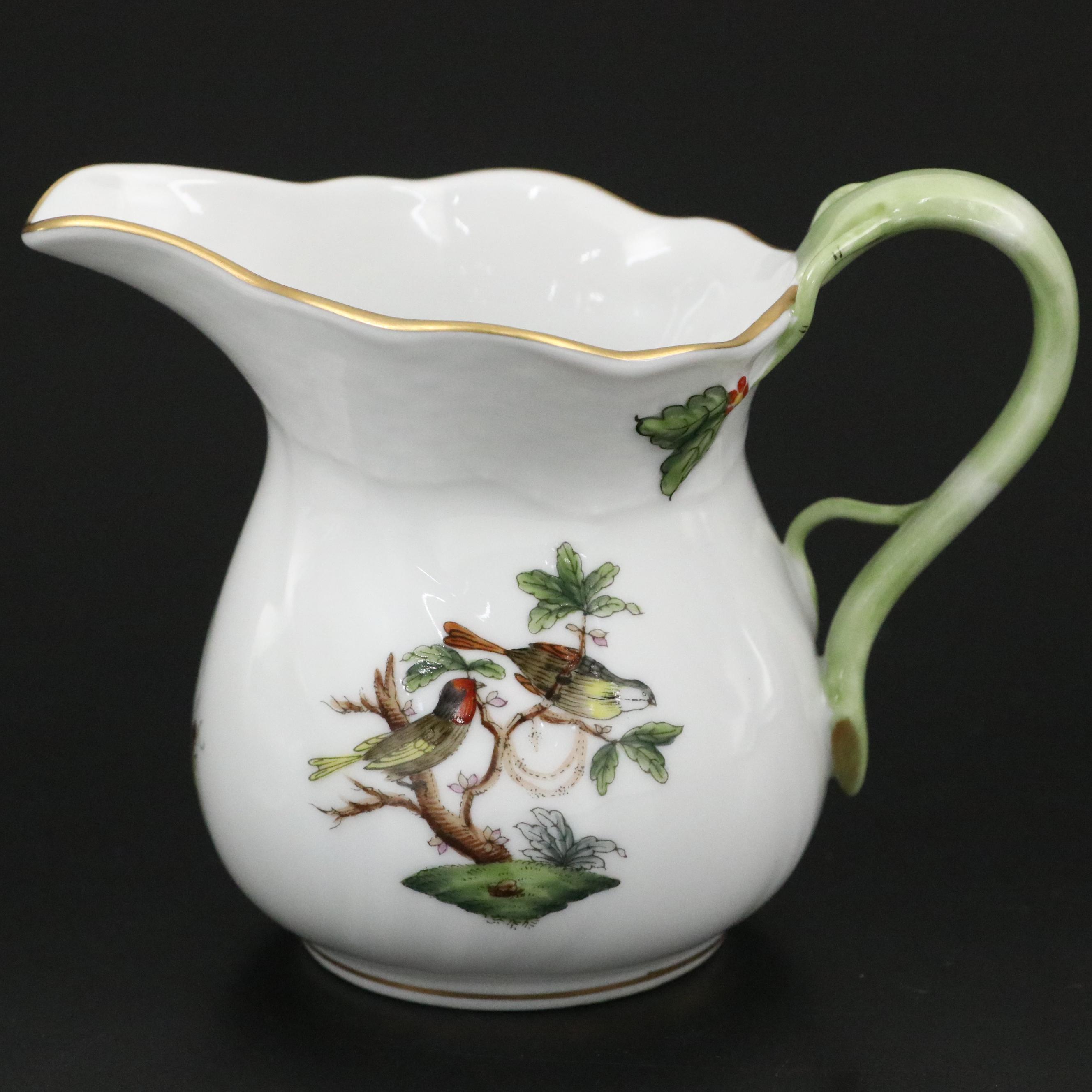 Herend "Rothschild Bird" Porcelain Creamer and Lidded Candy Box