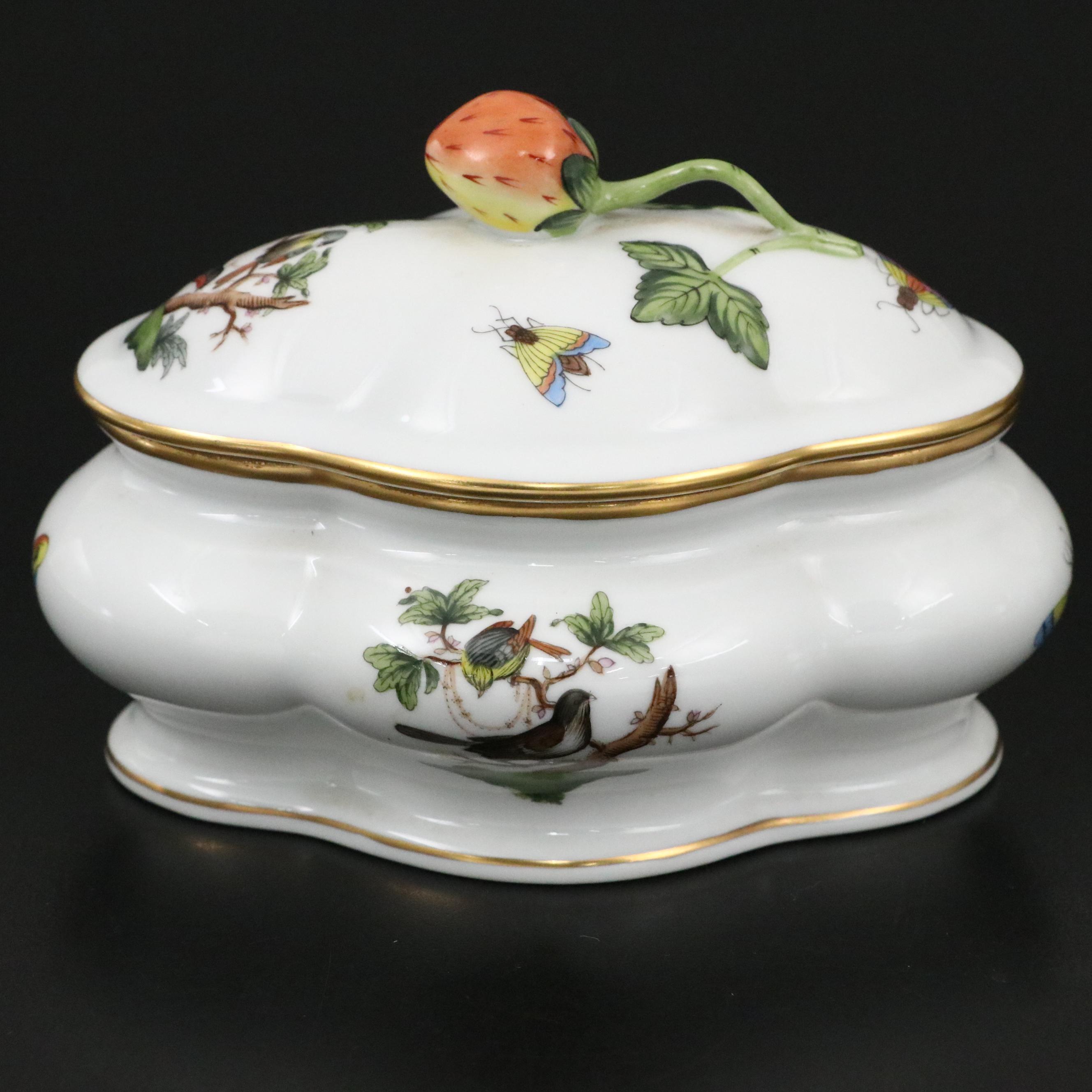 Herend "Rothschild Bird" Porcelain Creamer and Lidded Candy Box