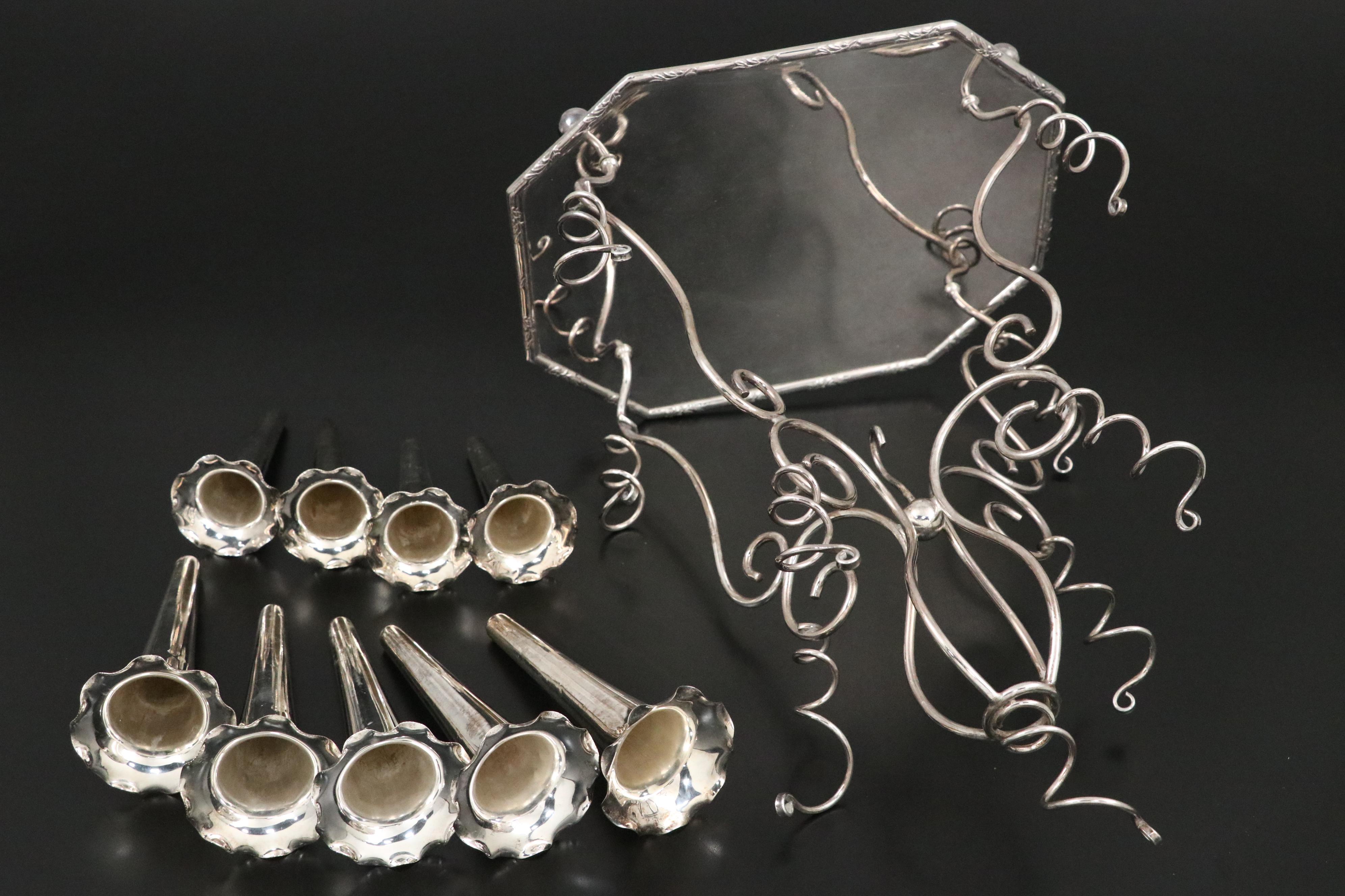 English Silver Plate Nine-Vase Epergne, Early to Mid-20th C.