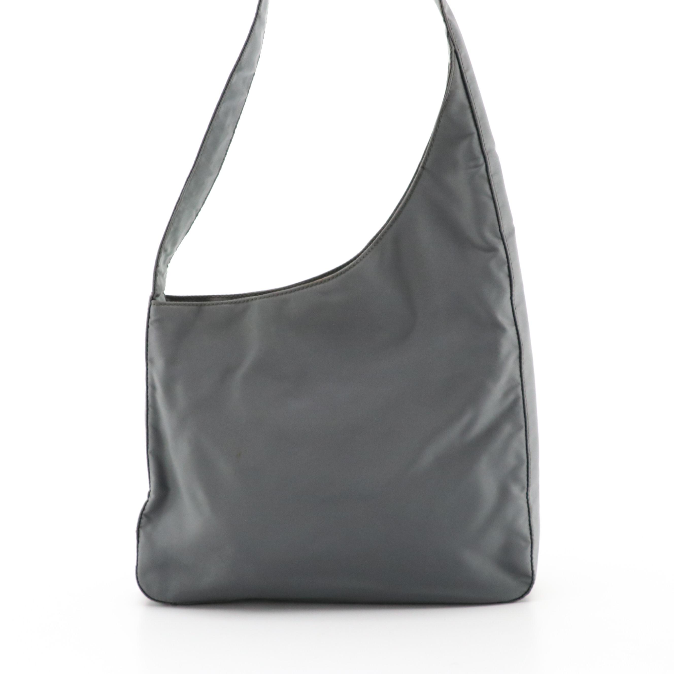 Prada Grey Tessuto Nylon Shoulder Bag