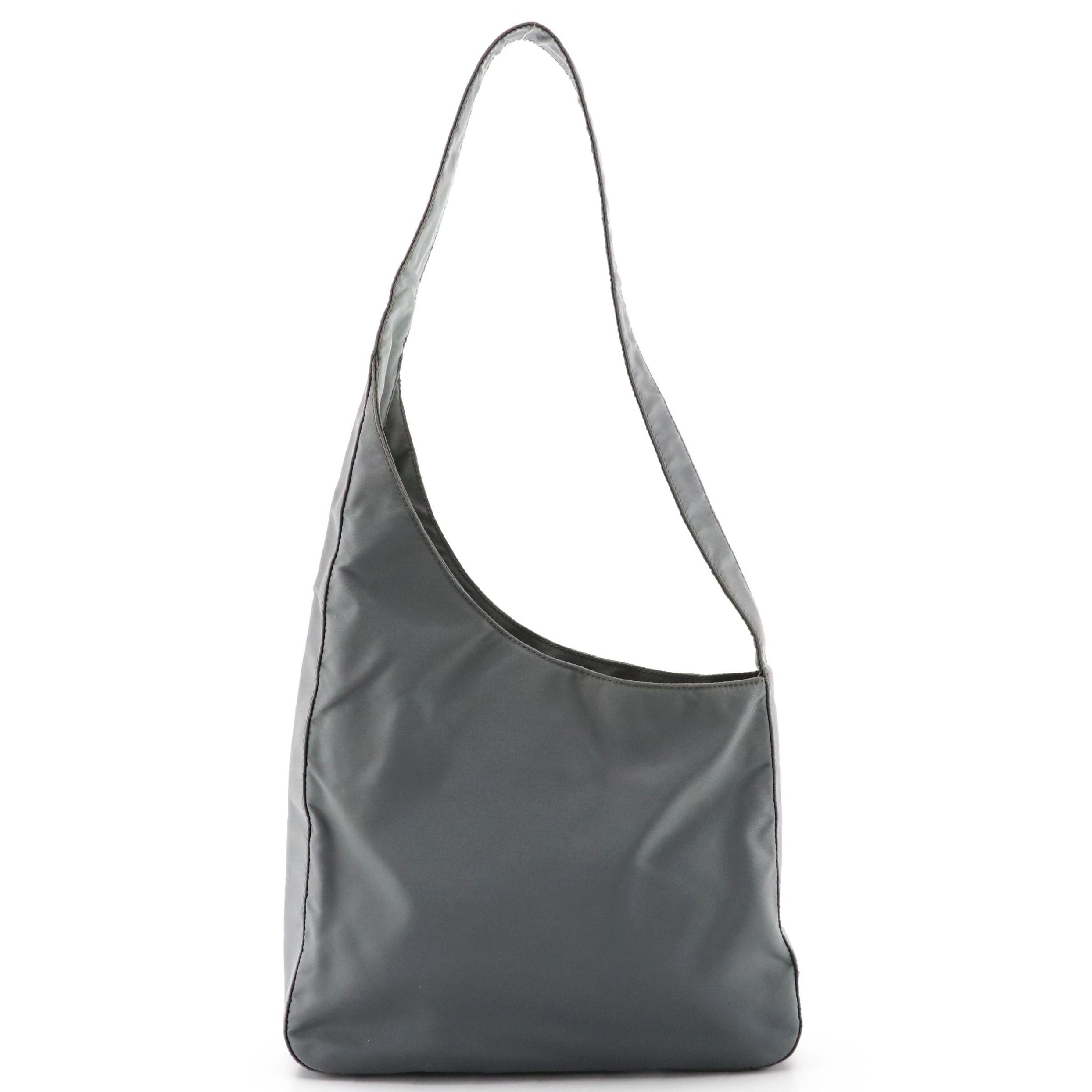 Prada Grey Tessuto Nylon Shoulder Bag