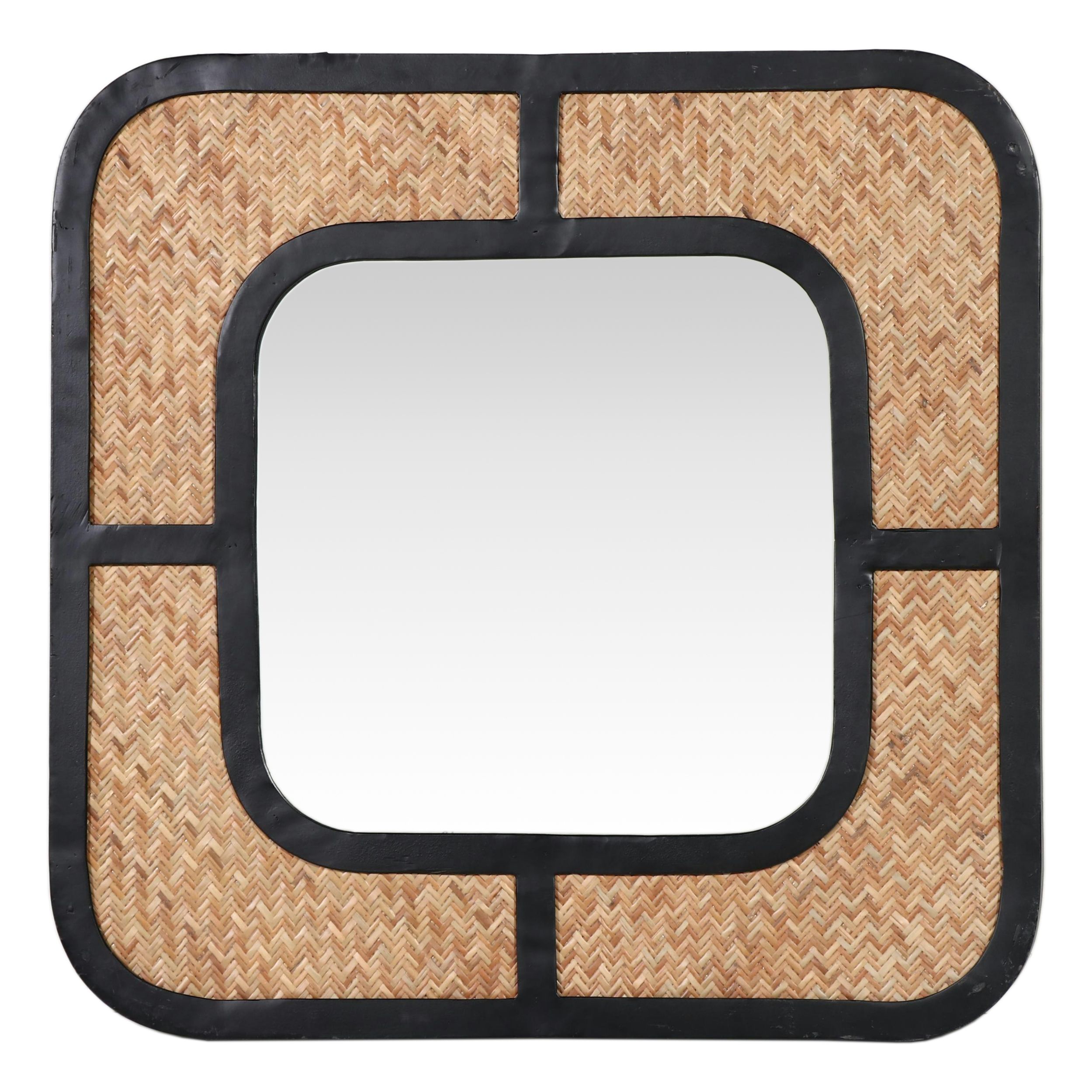 Herringbone Canework Framed Wall Mirror