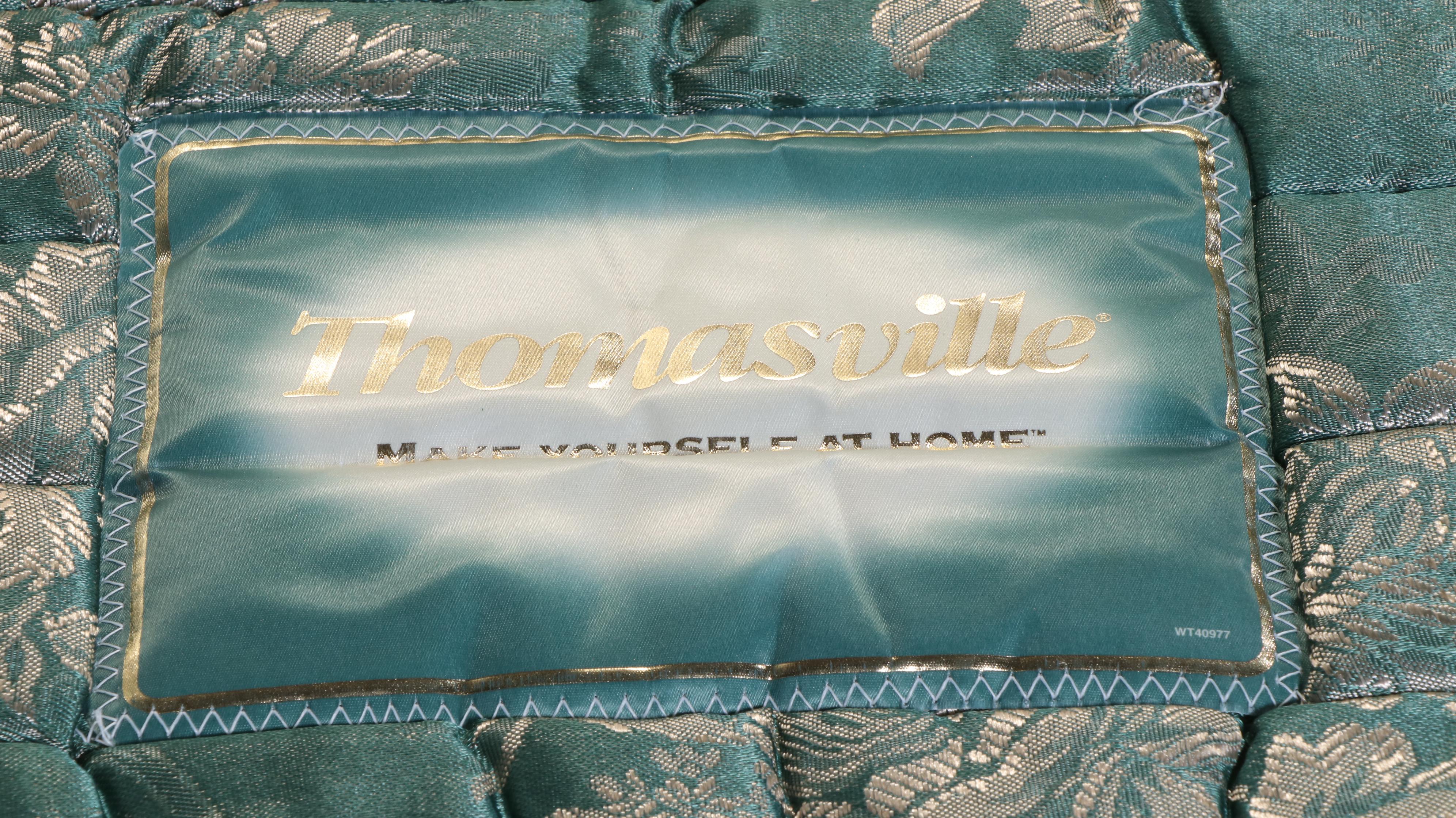 Thomasville Furniture White Striped Roll-Arm Sleeper Sofa, 2001