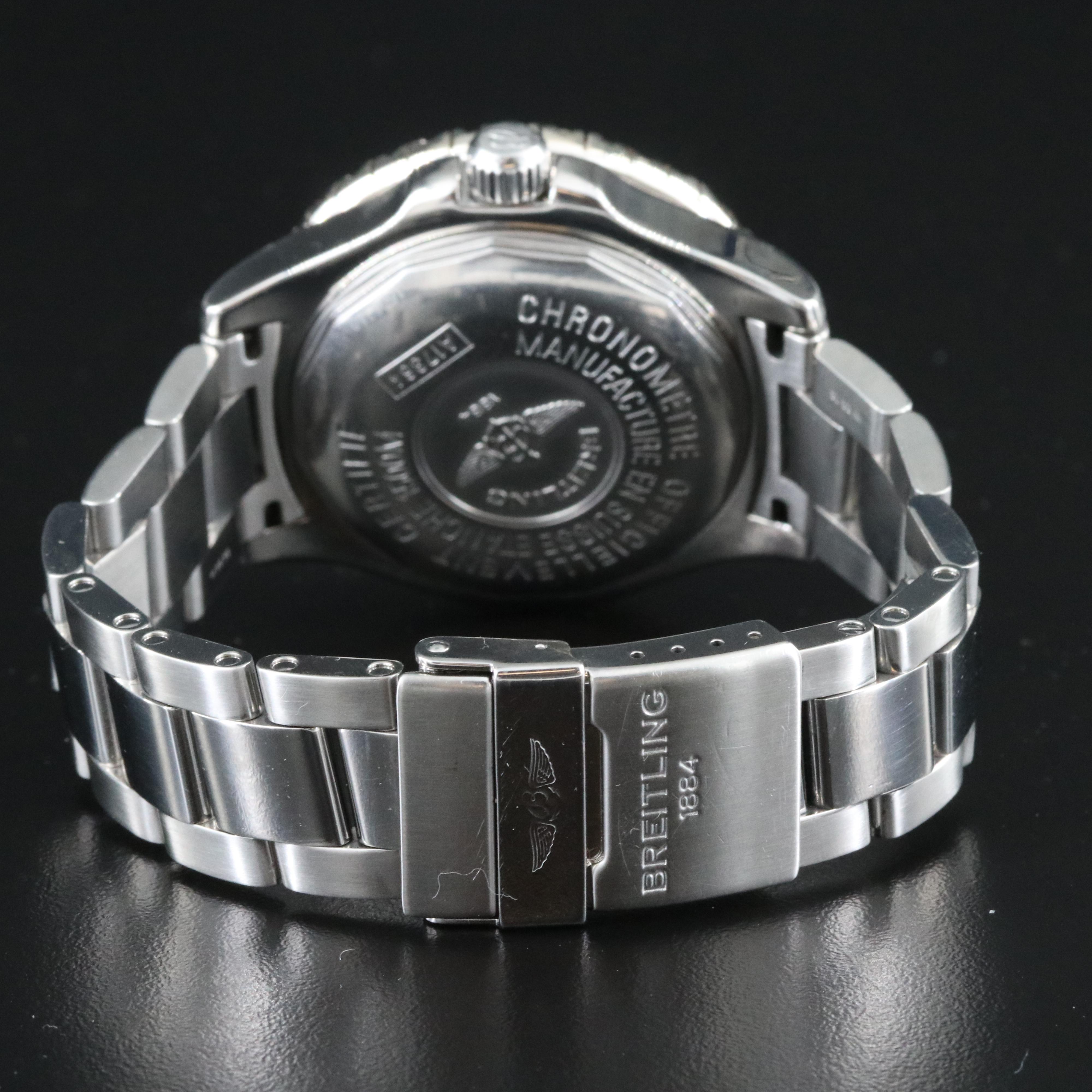 Breitling Superocean A17364 Custom 4.38CTW Diamond Bezel Steel Automatic Watch