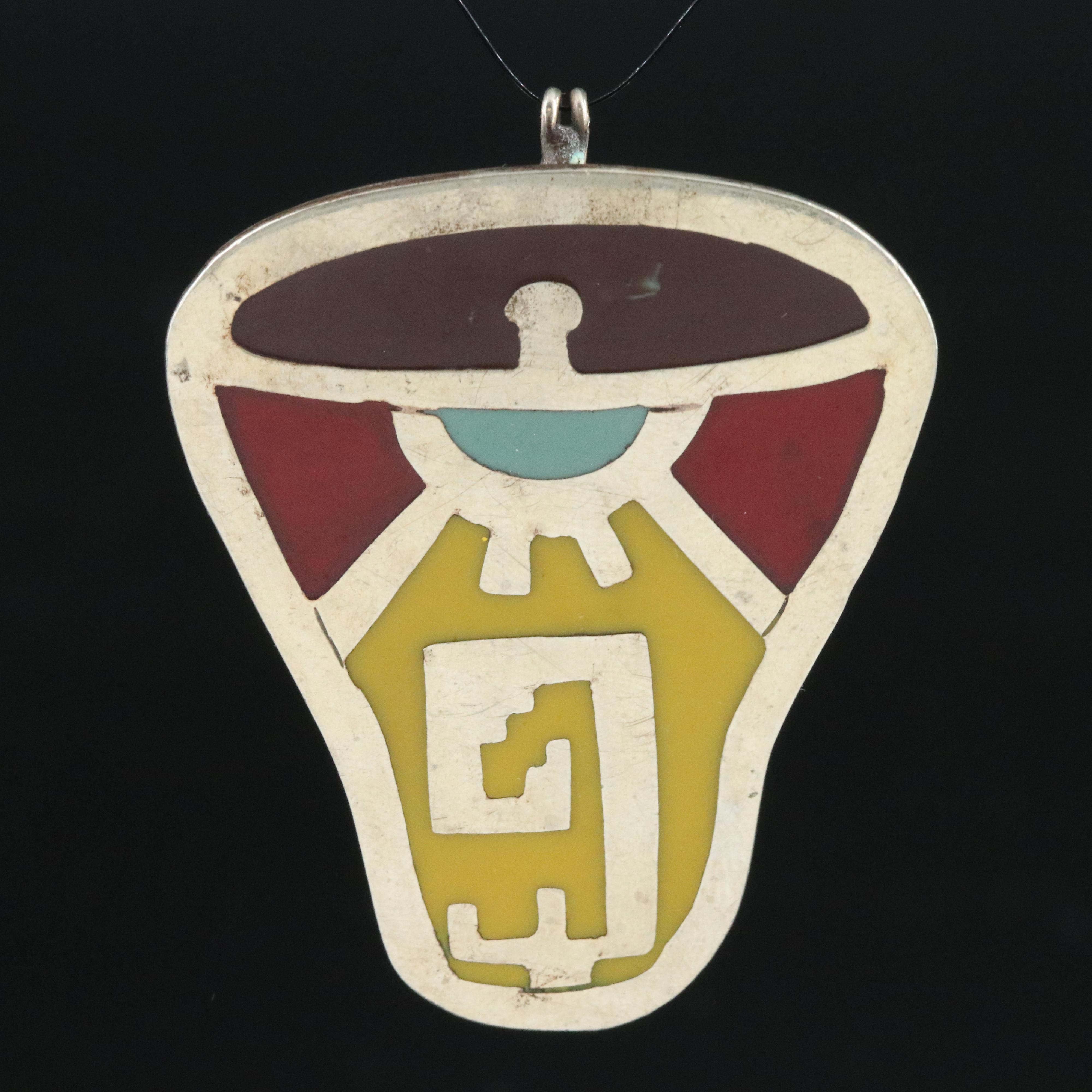 Vintage Mexican Enamel Inlay Locket