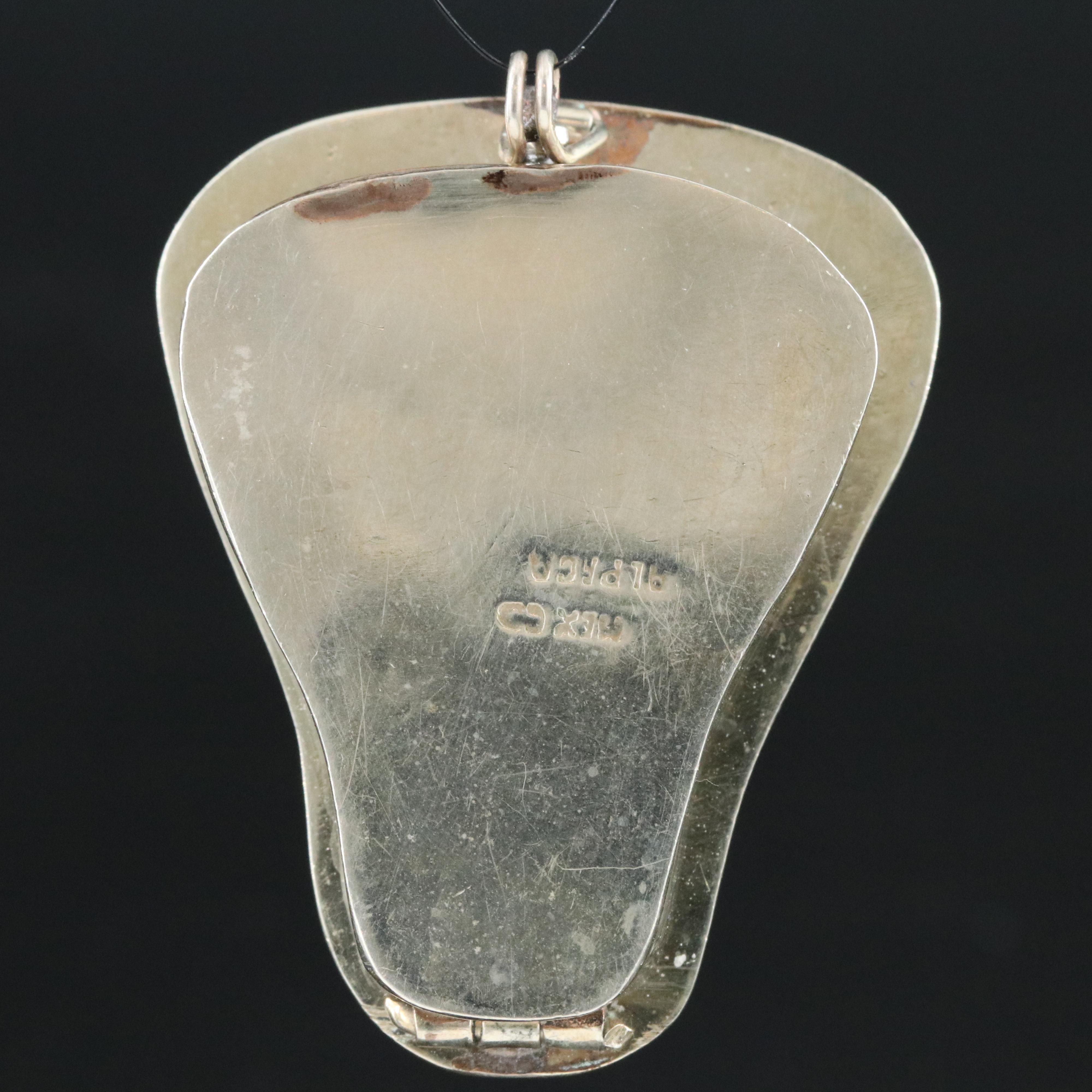 Vintage Mexican Enamel Inlay Locket