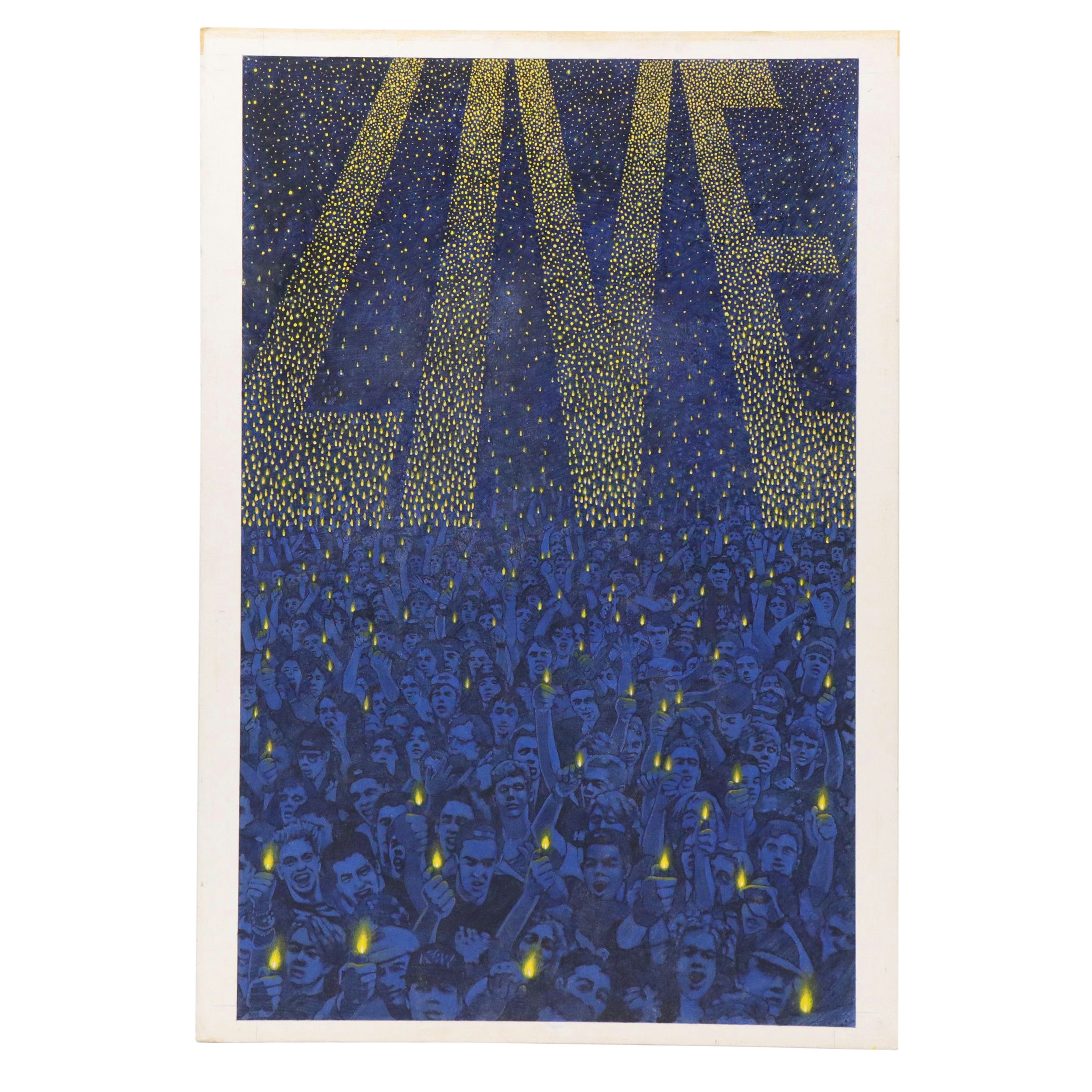 Pim Sekeris Mixed Media Illustration "Live," Late 20th Century