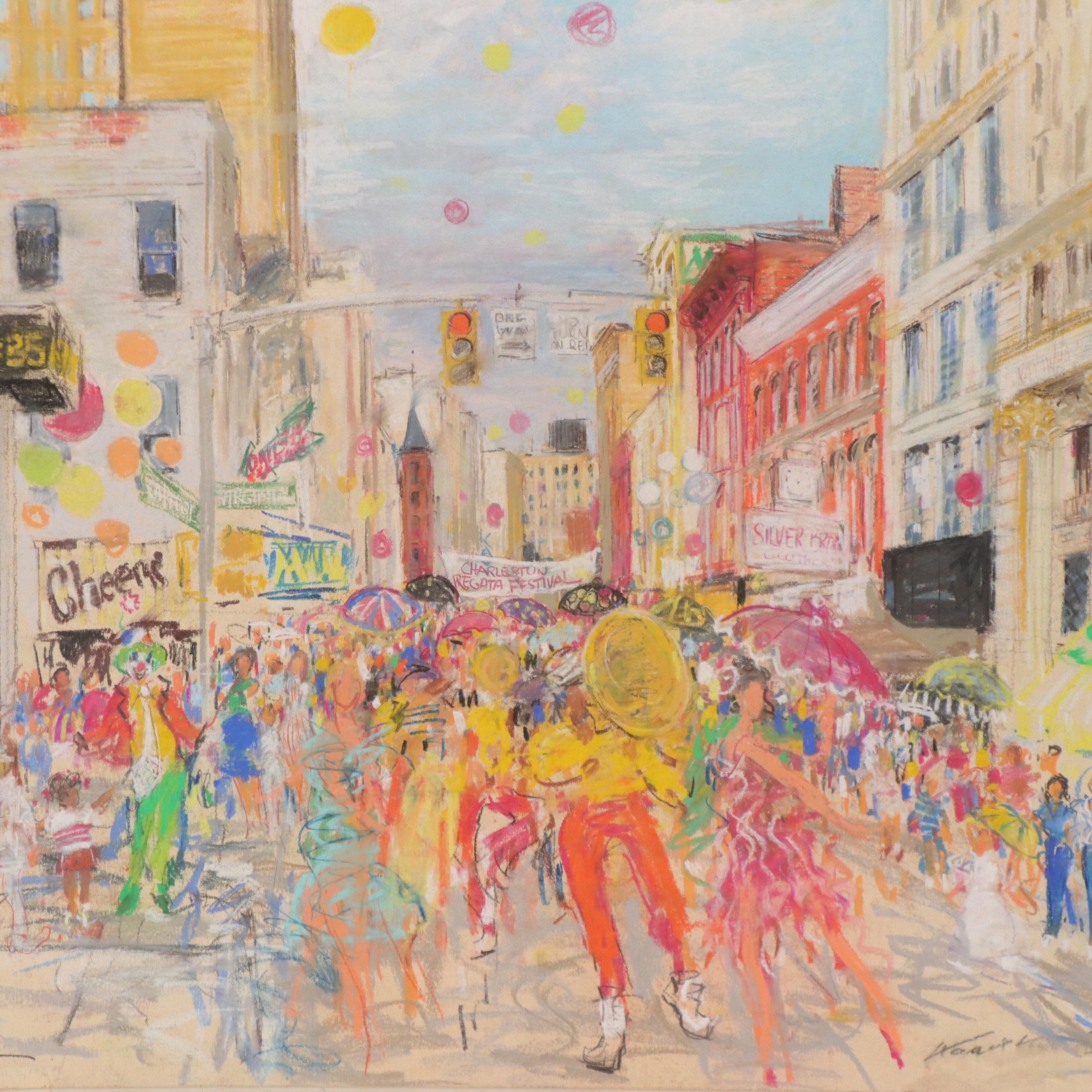 Kamil Kubik Pastel Drawing of the Charleston Regatta Festival