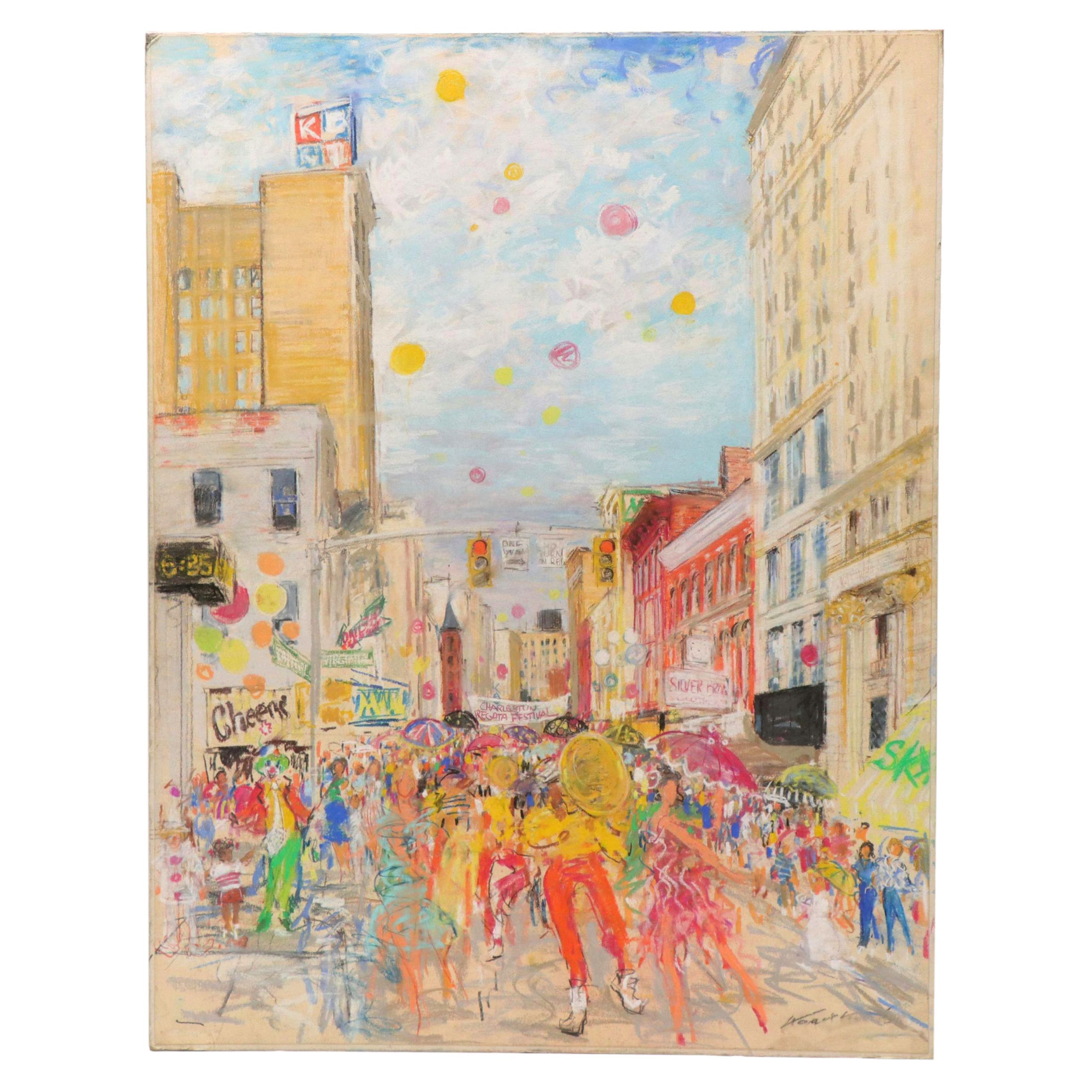 Kamil Kubik Pastel Drawing of the Charleston Regatta Festival