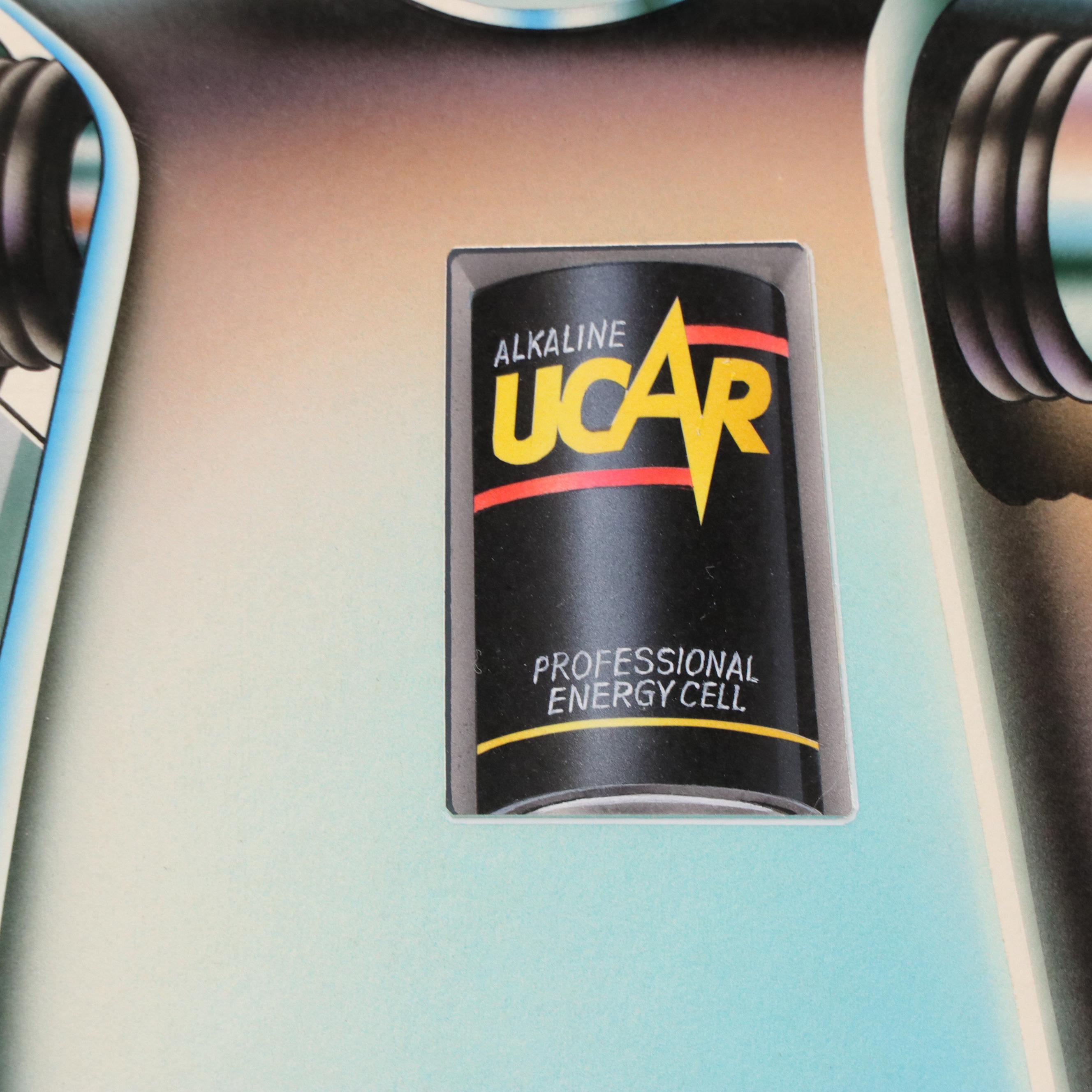 Airbrushed Acrylic Alkaline Battery Advertising Illustration, "UCAR" Robot