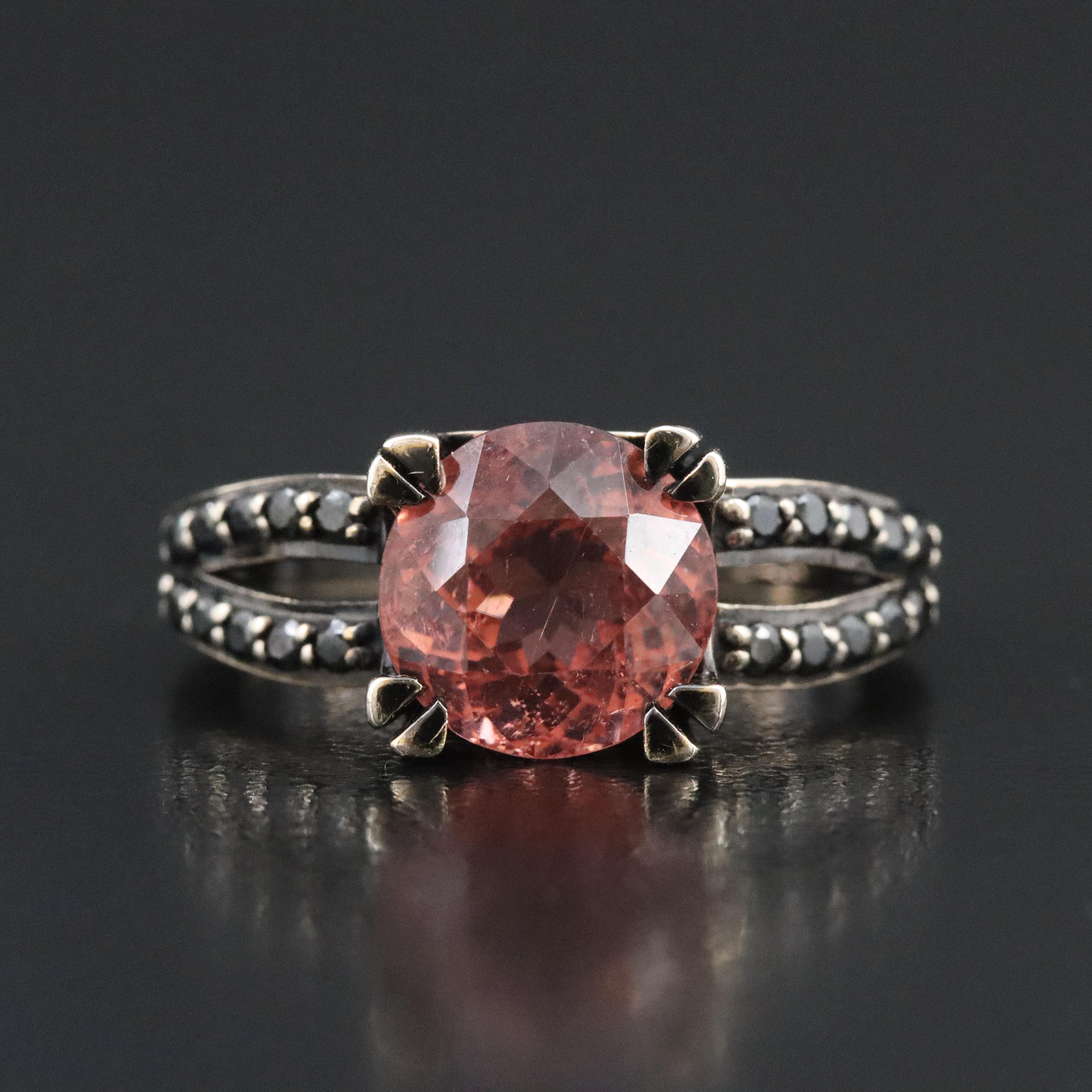 14K 3.50 CT Tourmaline and Black Onyx Ring