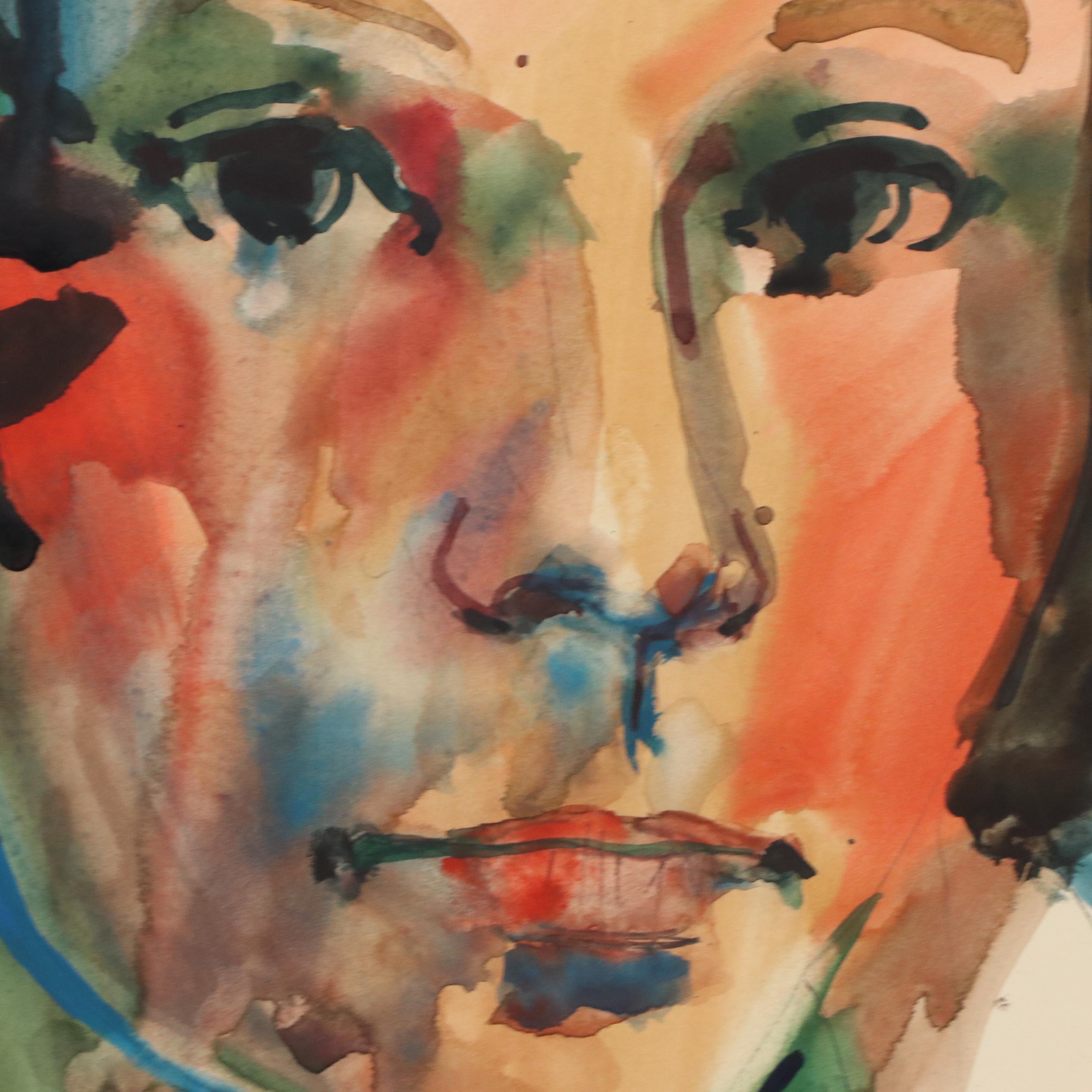 Jack Meanwell Modern Watercolor Portrait, 1977