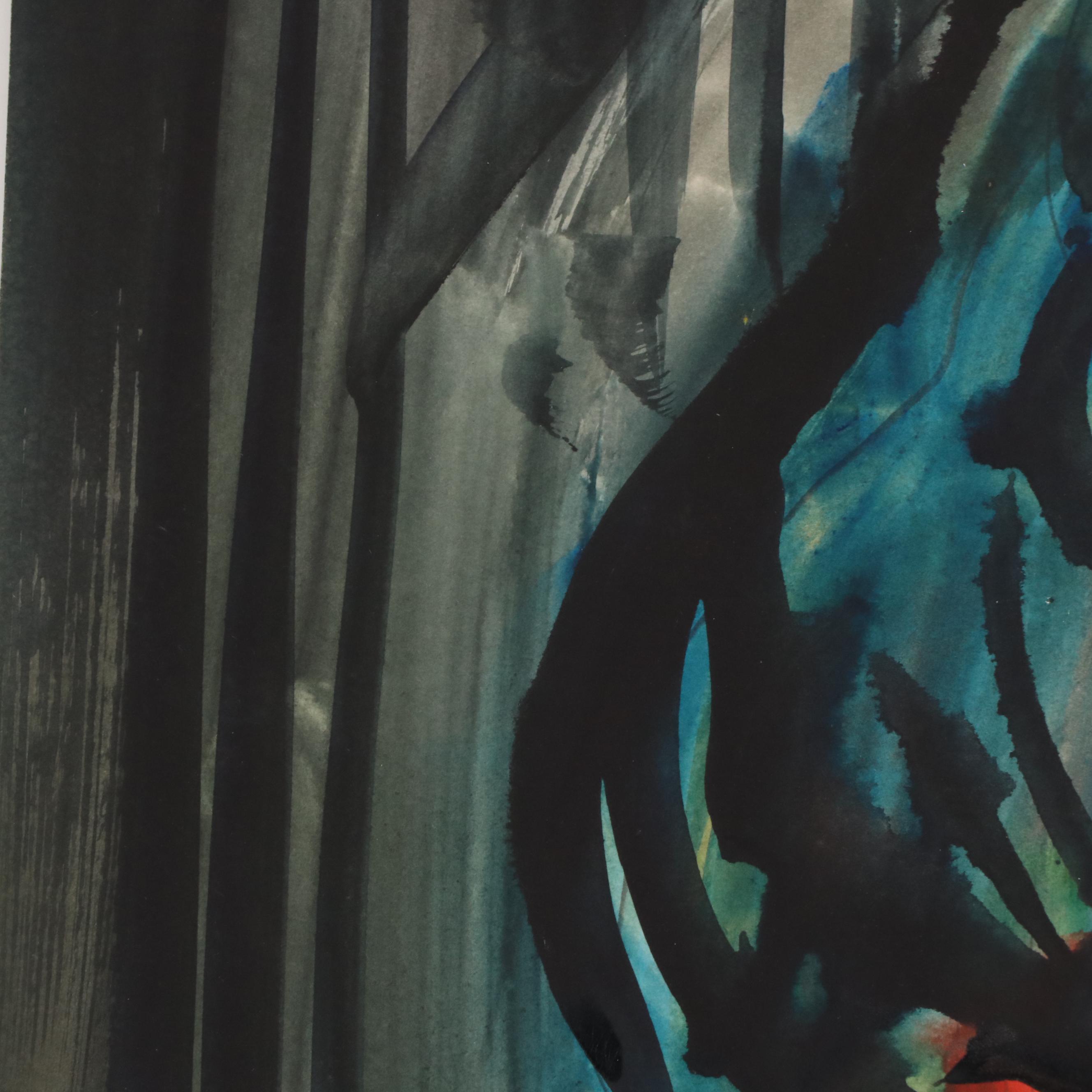 Jack Meanwell Modern Watercolor Portrait, 1977