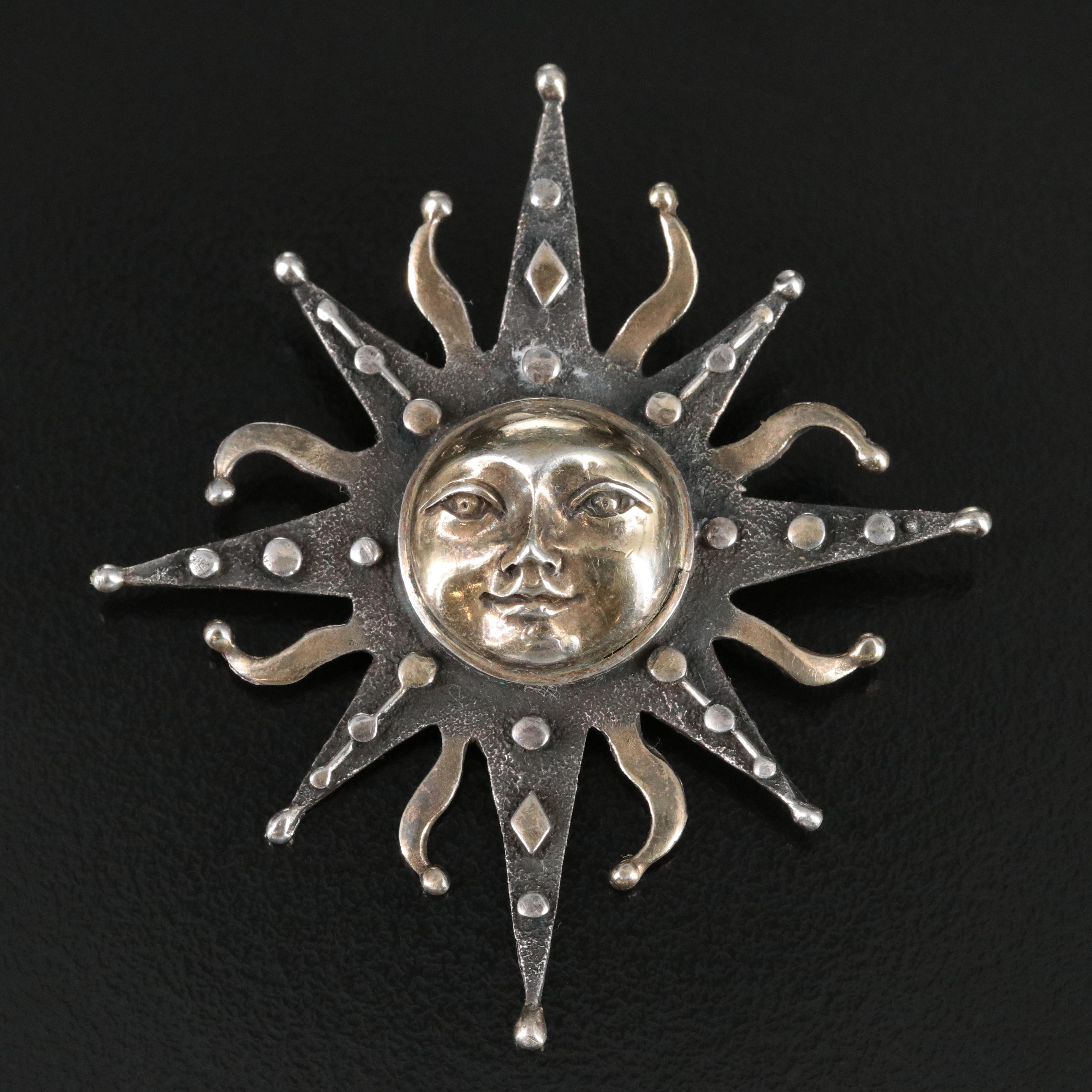 Sterling Sunburst Brooch