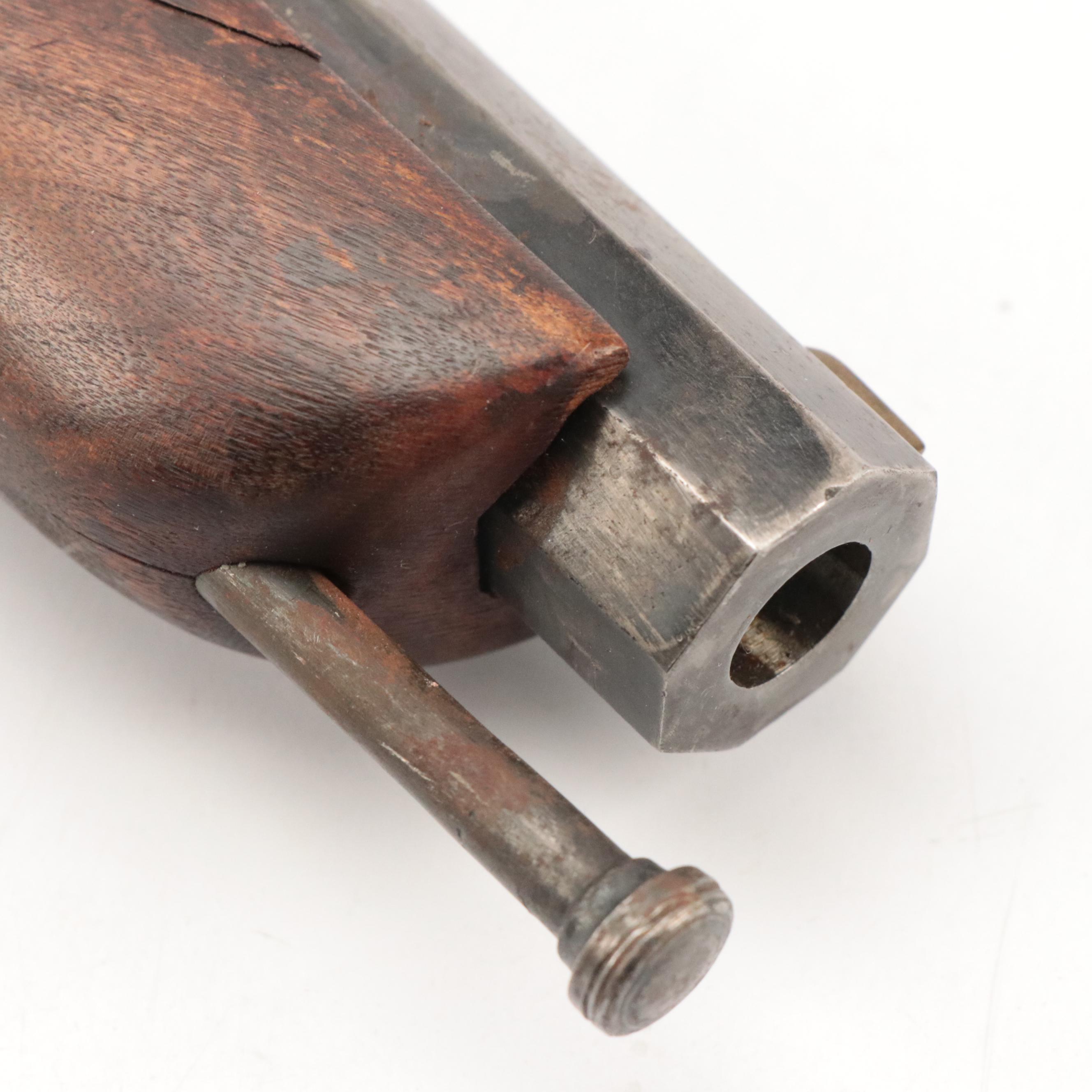 18th Century English Style Flintlock Pistol with Grotesque Butt Cap, Antique