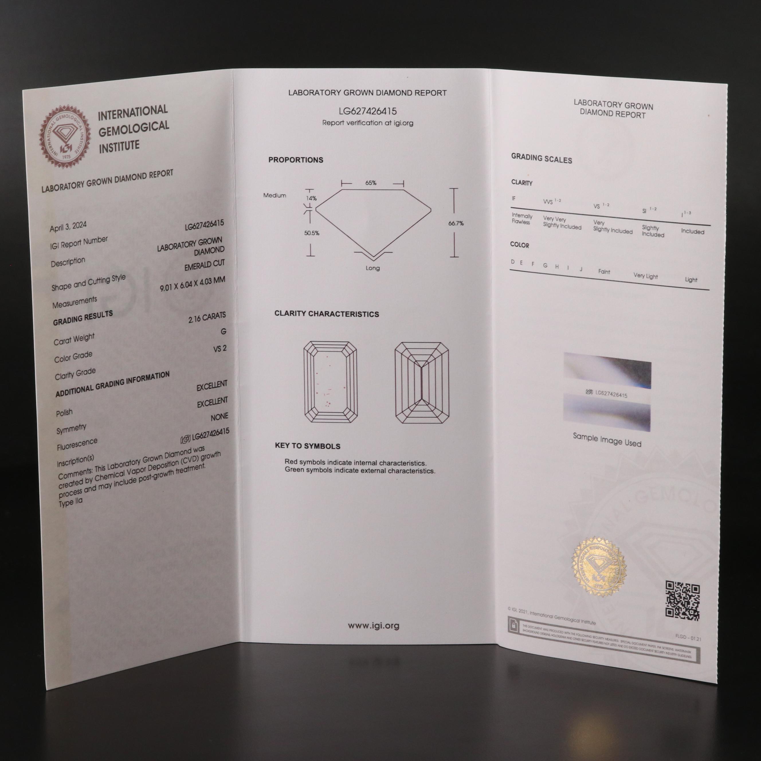 14K 2.34 CTW Lab Grown Diamond Pendant with IGI Report