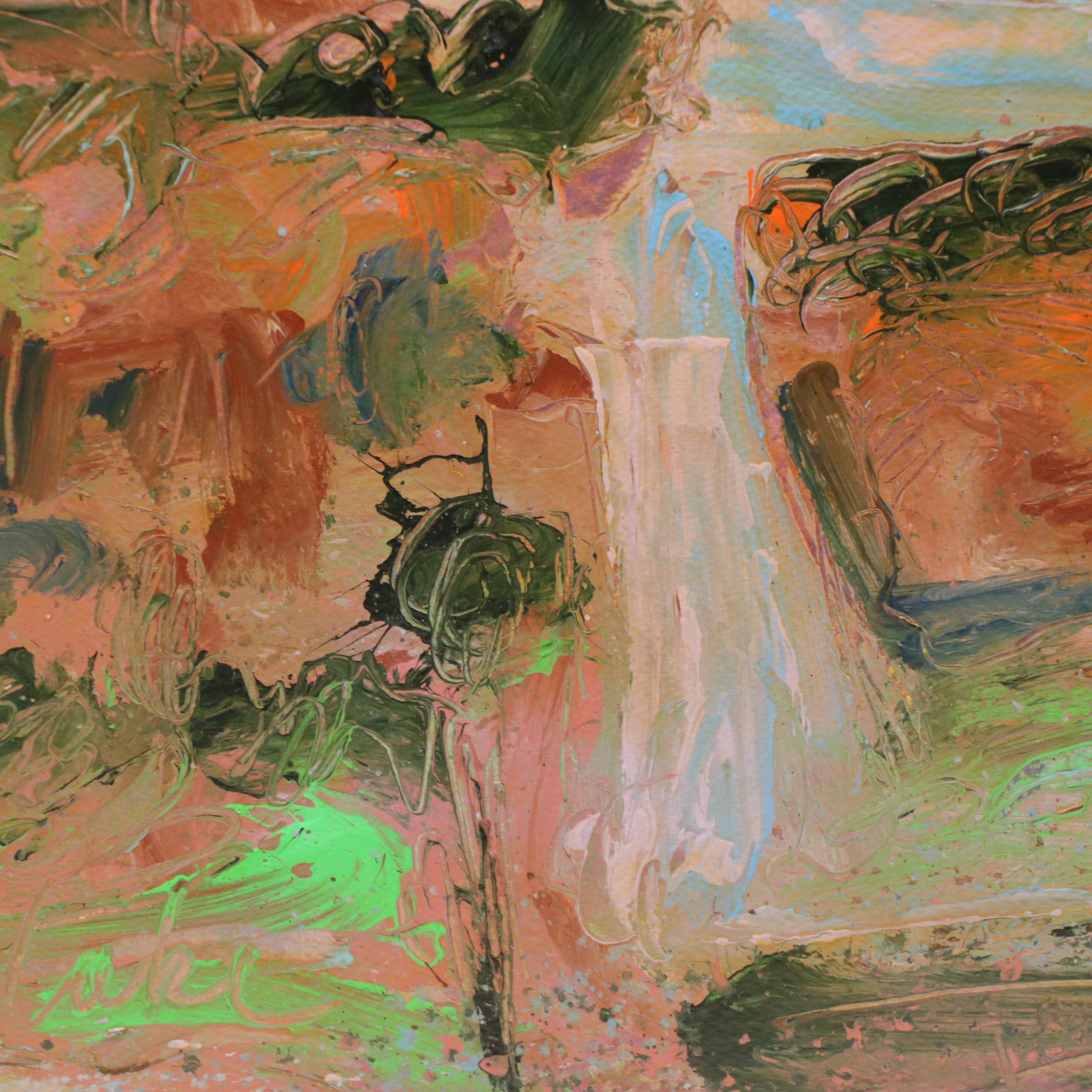 Harry Hilson Modern Landscape Acrylic Painting "Lake," 1987