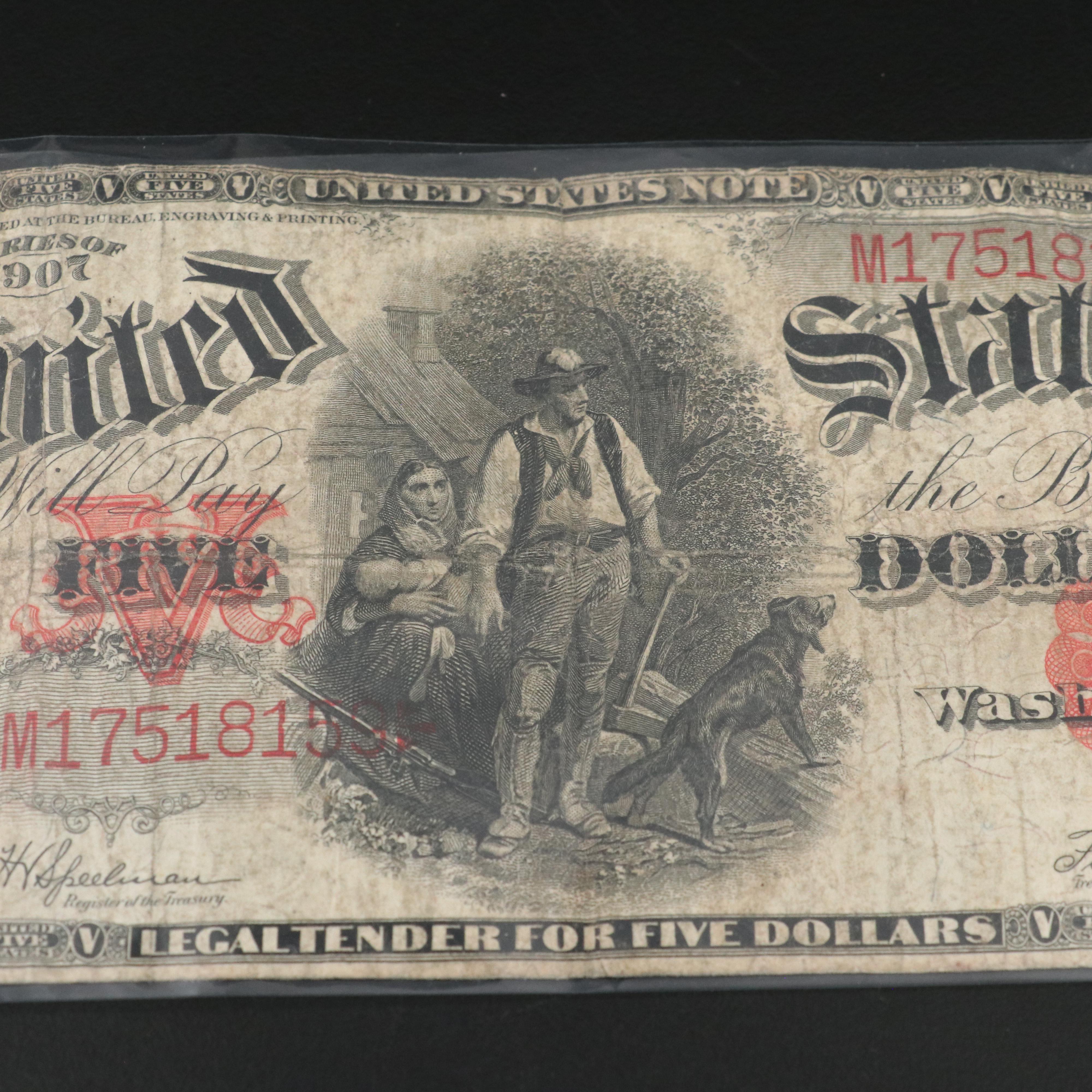 1907 United States Five Dollar Legal Tender Currency Note