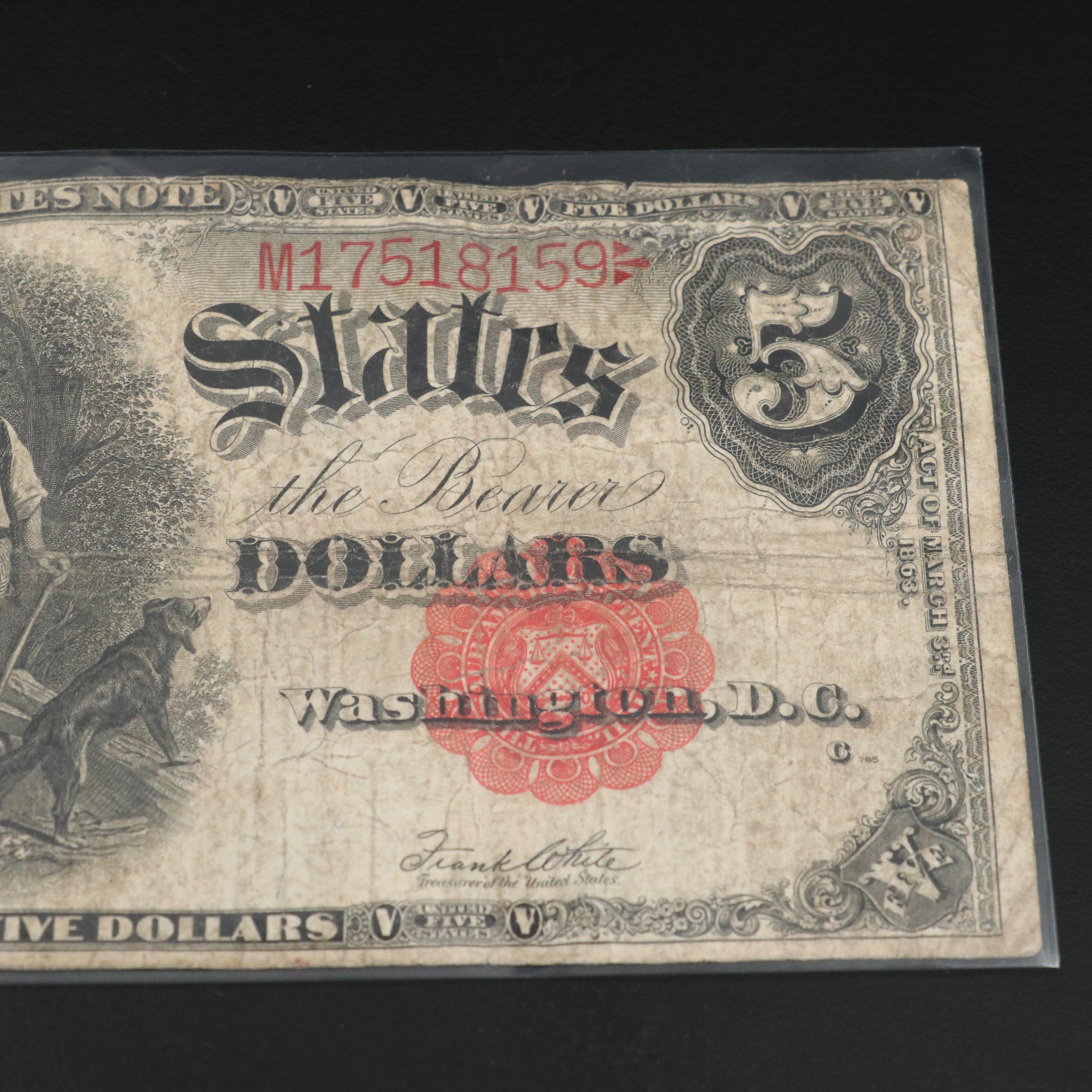 1907 United States Five Dollar Legal Tender Currency Note