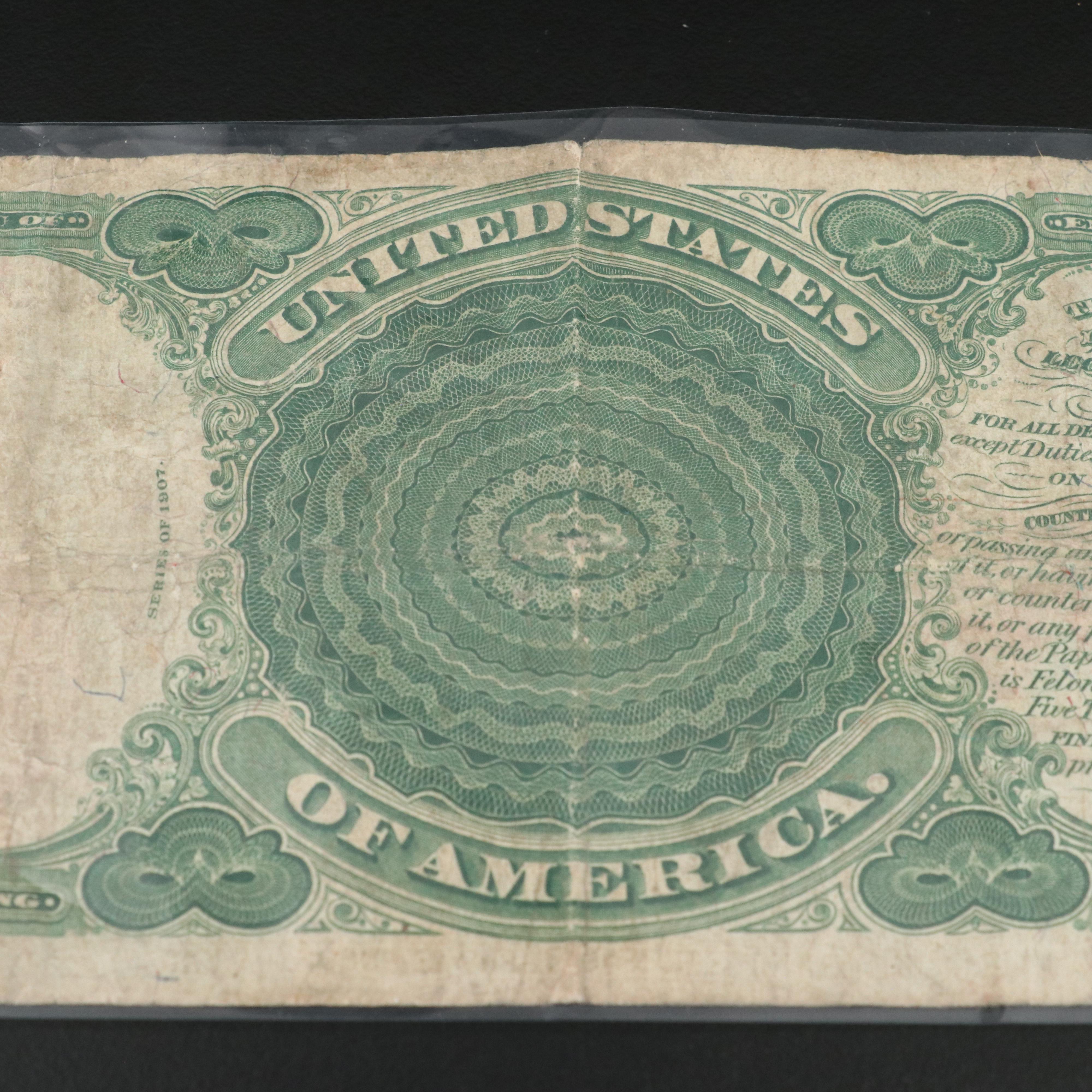 1907 United States Five Dollar Legal Tender Currency Note