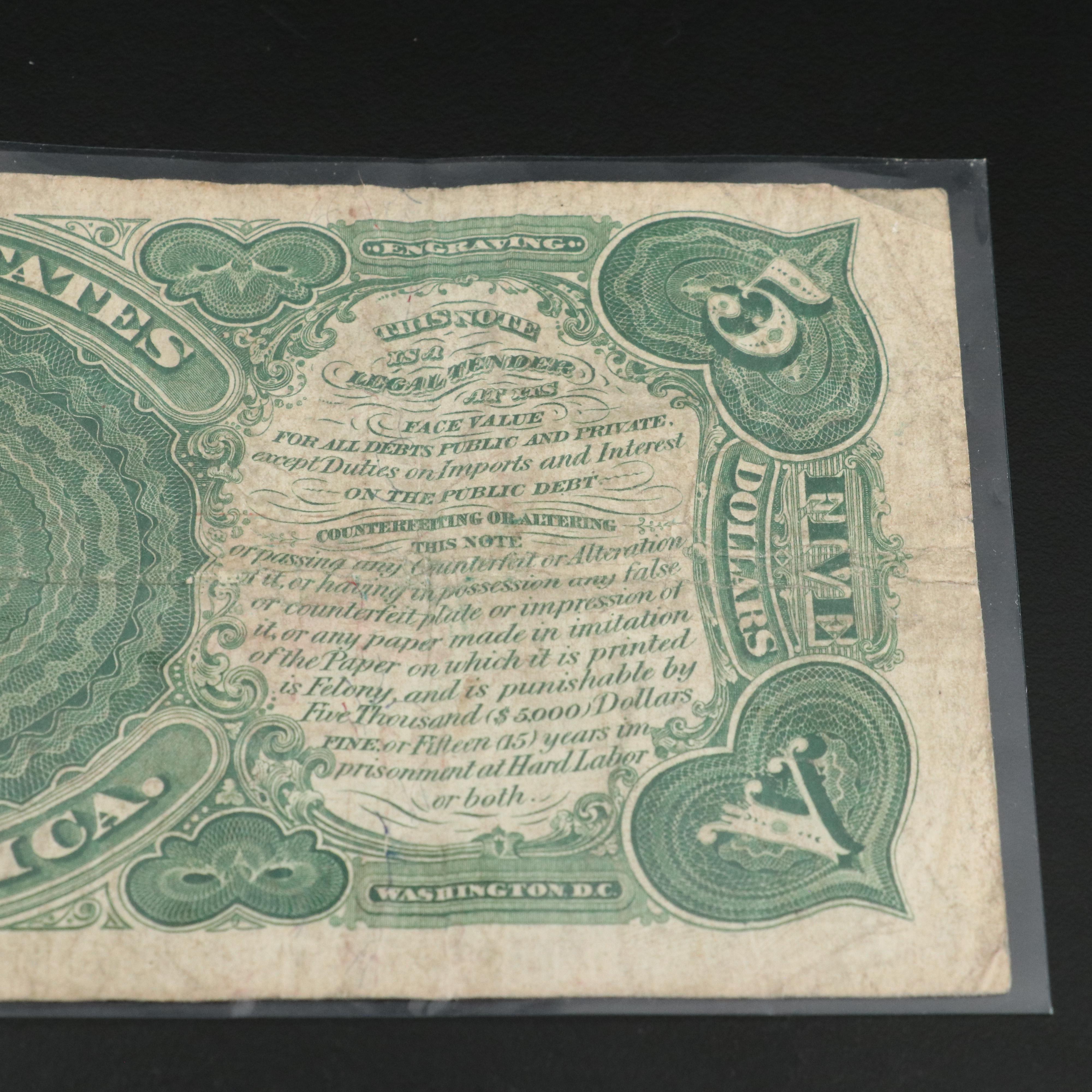 1907 United States Five Dollar Legal Tender Currency Note