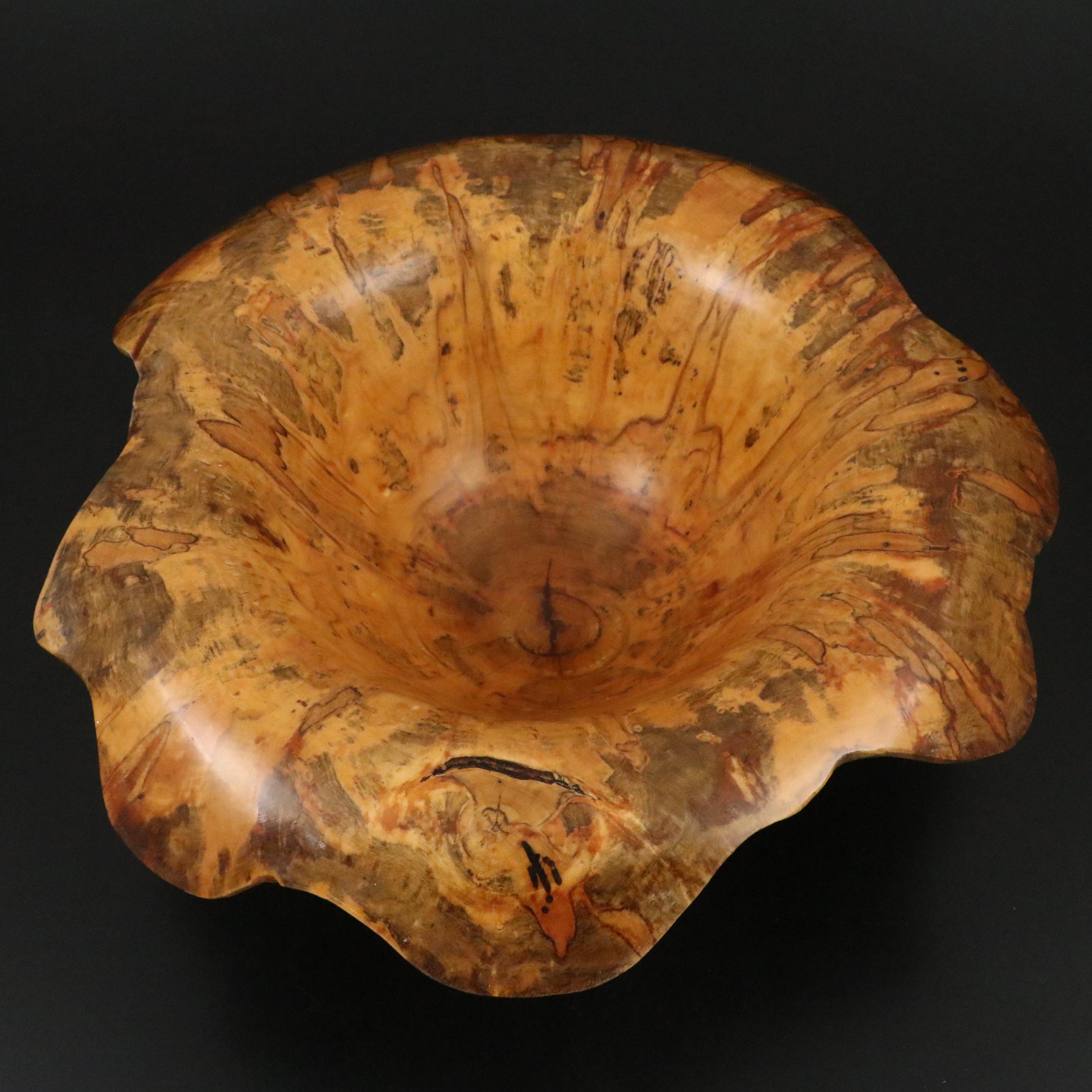 Vintage Ed Moulthrop Turned and Carved Rare Ash-Leaf Maple Bowl